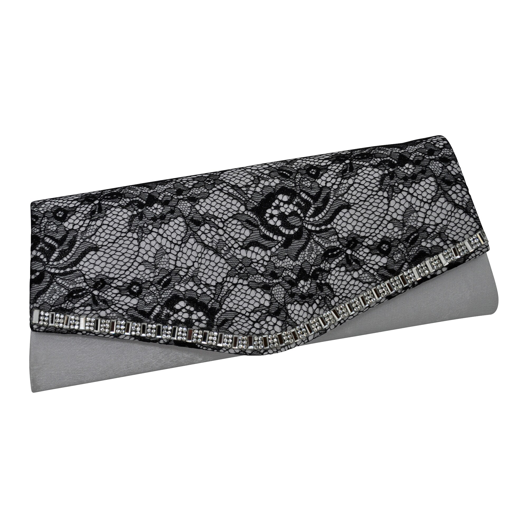 Steuer Modeschmuck Abendtasche Satin-Optik mit feiner Spitze und Strass - Bild 1