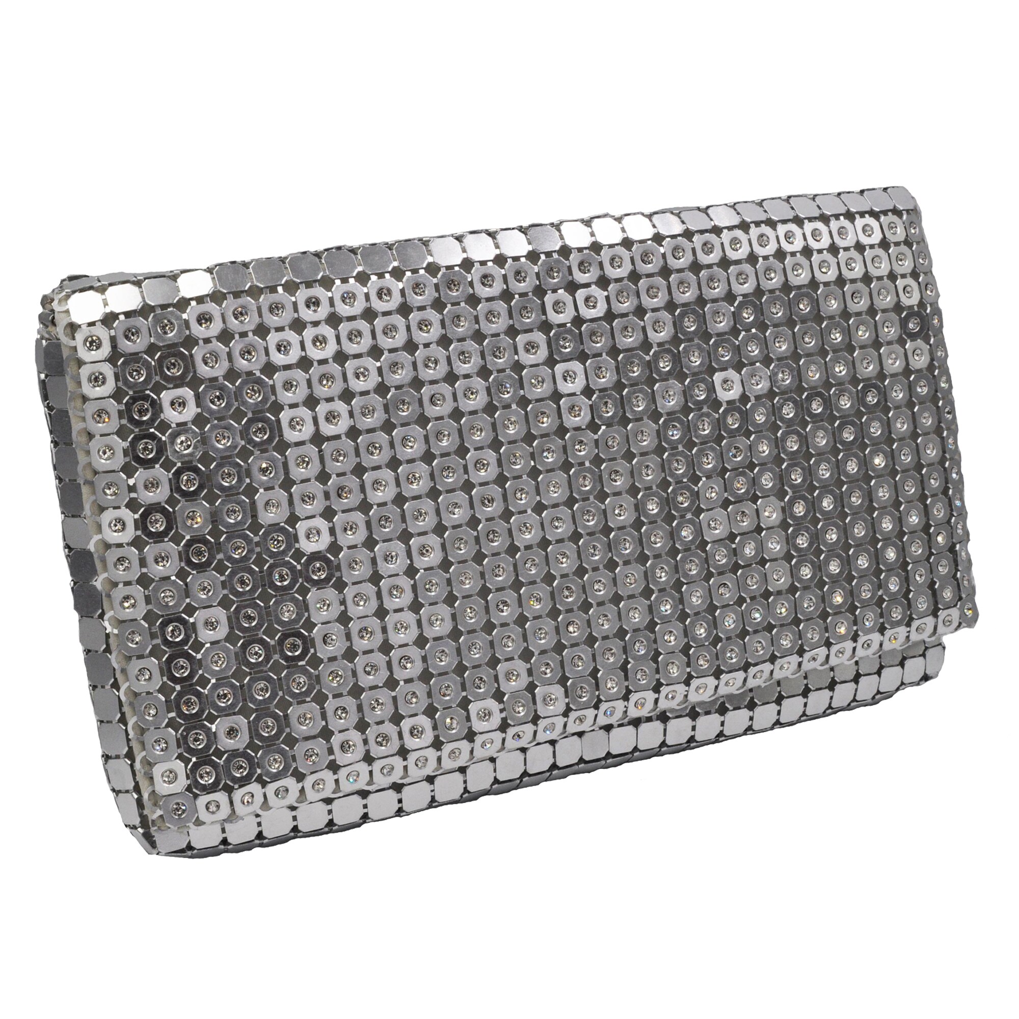 Steuer Modeschmuck Abendtasche Metall Pl&auml;ttchen mit Kristallen - Bild 1