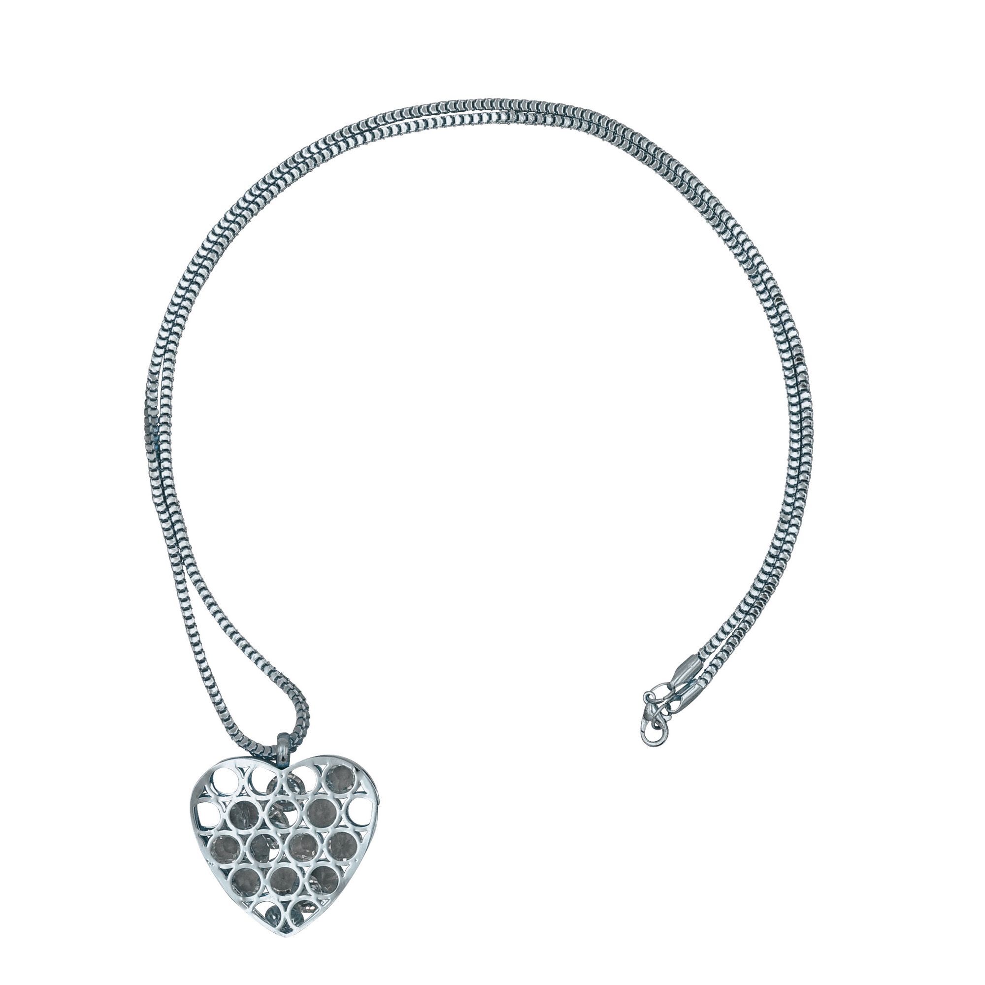 Steuer Modeschmuck Kette Rhodiumfarbener Herzanh&auml;nger an Metallkette - Bild 1