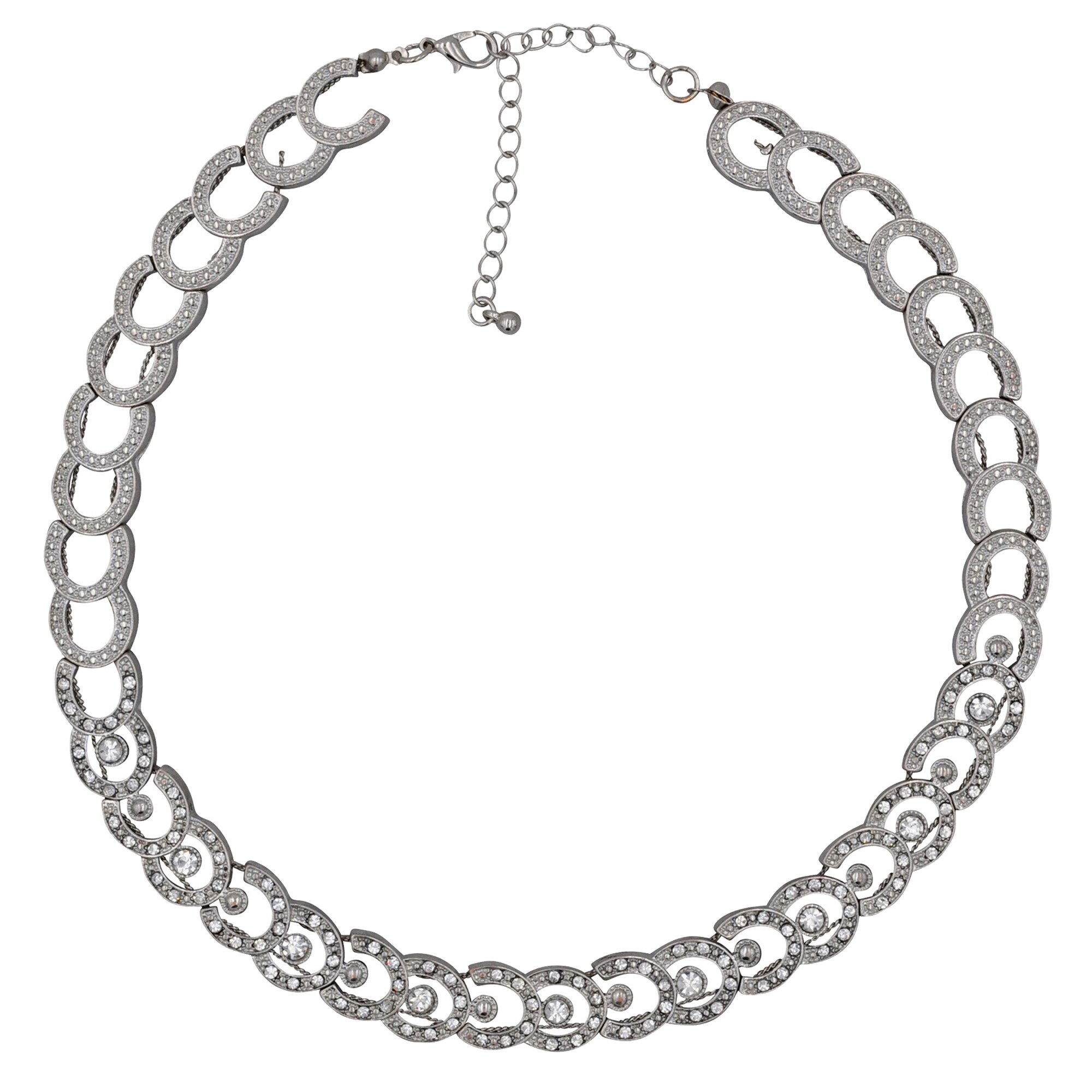 Steuer Modeschmuck Halskette Metall silber Hufeisen Elemente - Bild 1