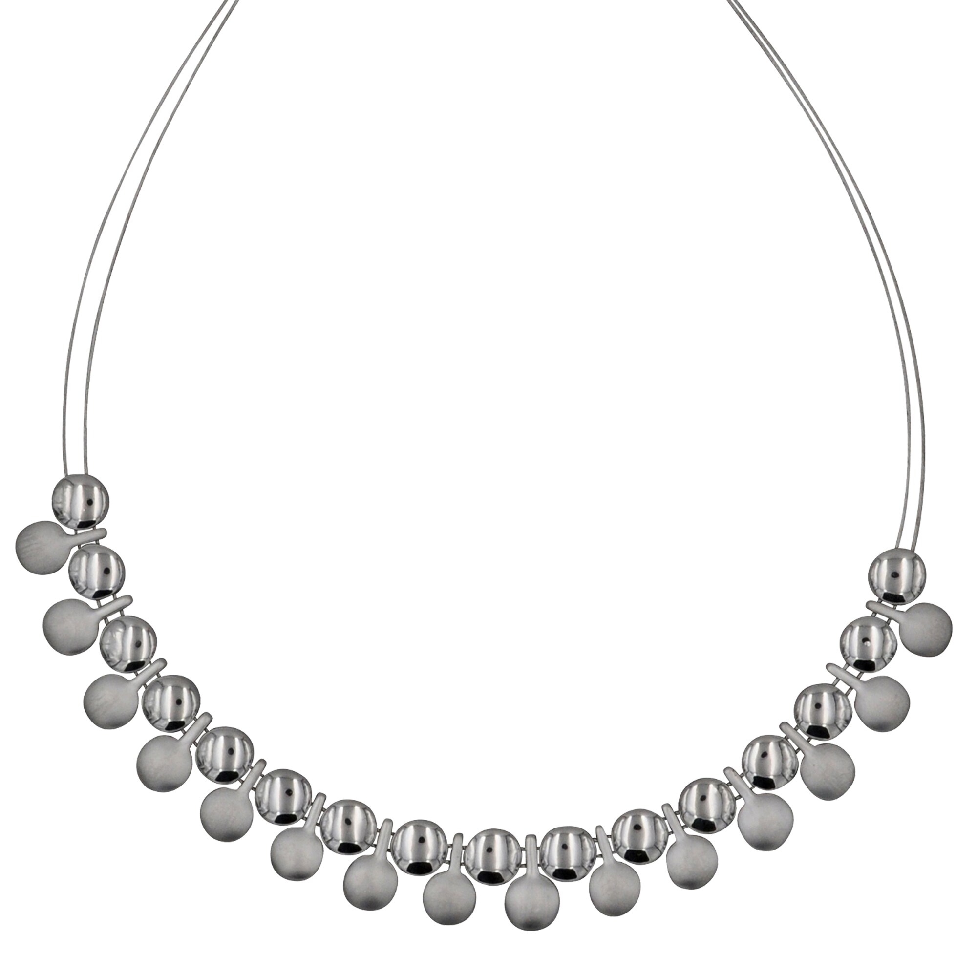 Steuer Modeschmuck Collierkette Drahtcollier 2 reihig mit Metallzierde rhodiumf. - Bild 1