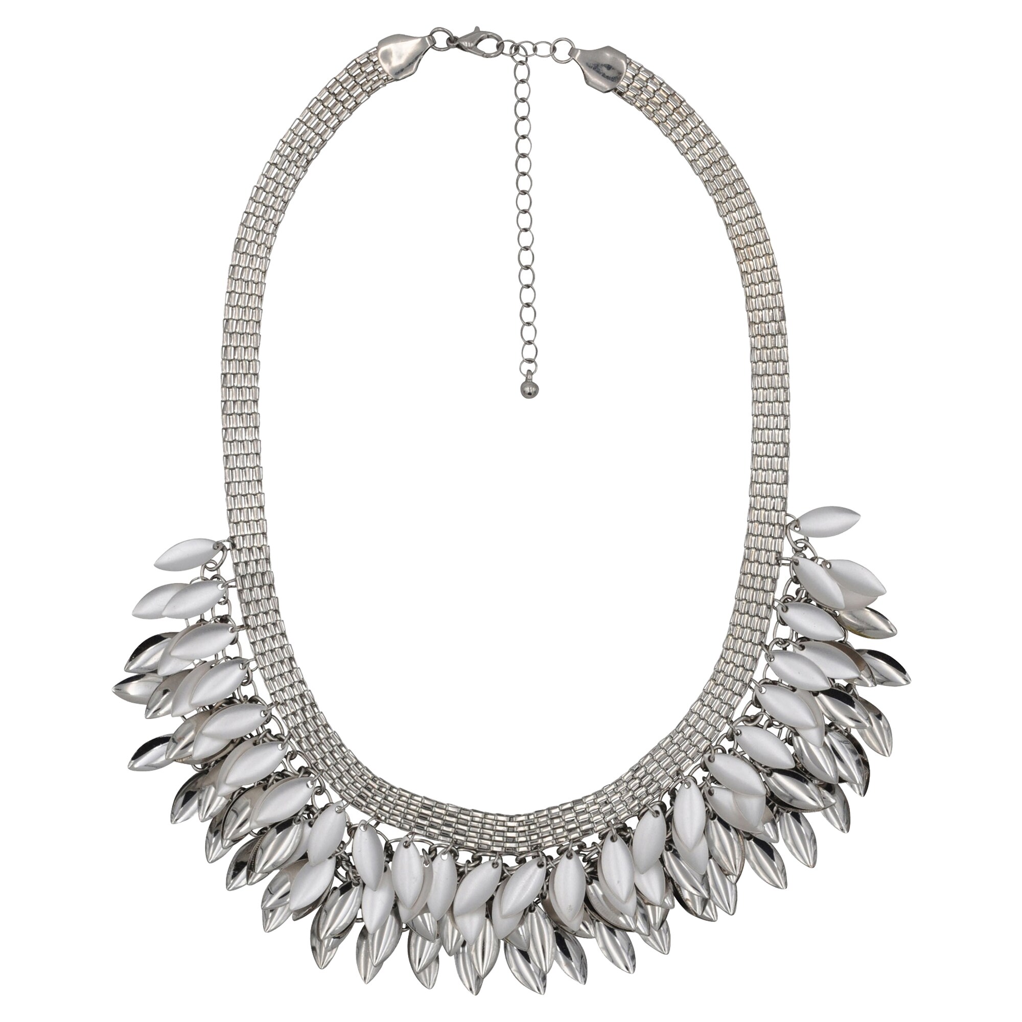 Steuer Modeschmuck Collierkette Metallcollier mit Blattzierde rhodiumf. - Bild 1