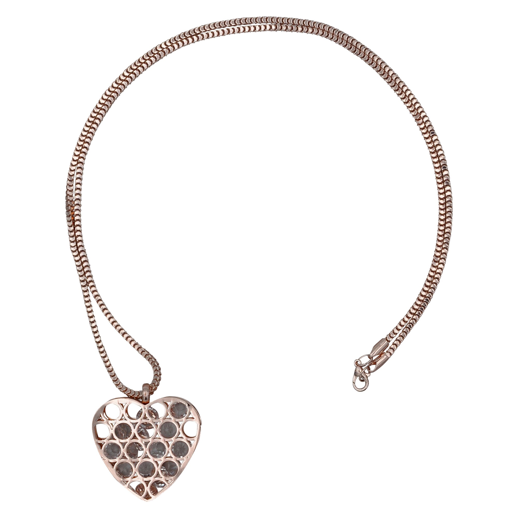 Steuer Modeschmuck Anh&auml;nger mit Kette Metal Herz rotgoldfarben gef&uuml;llt mit Kristall - Bild 1