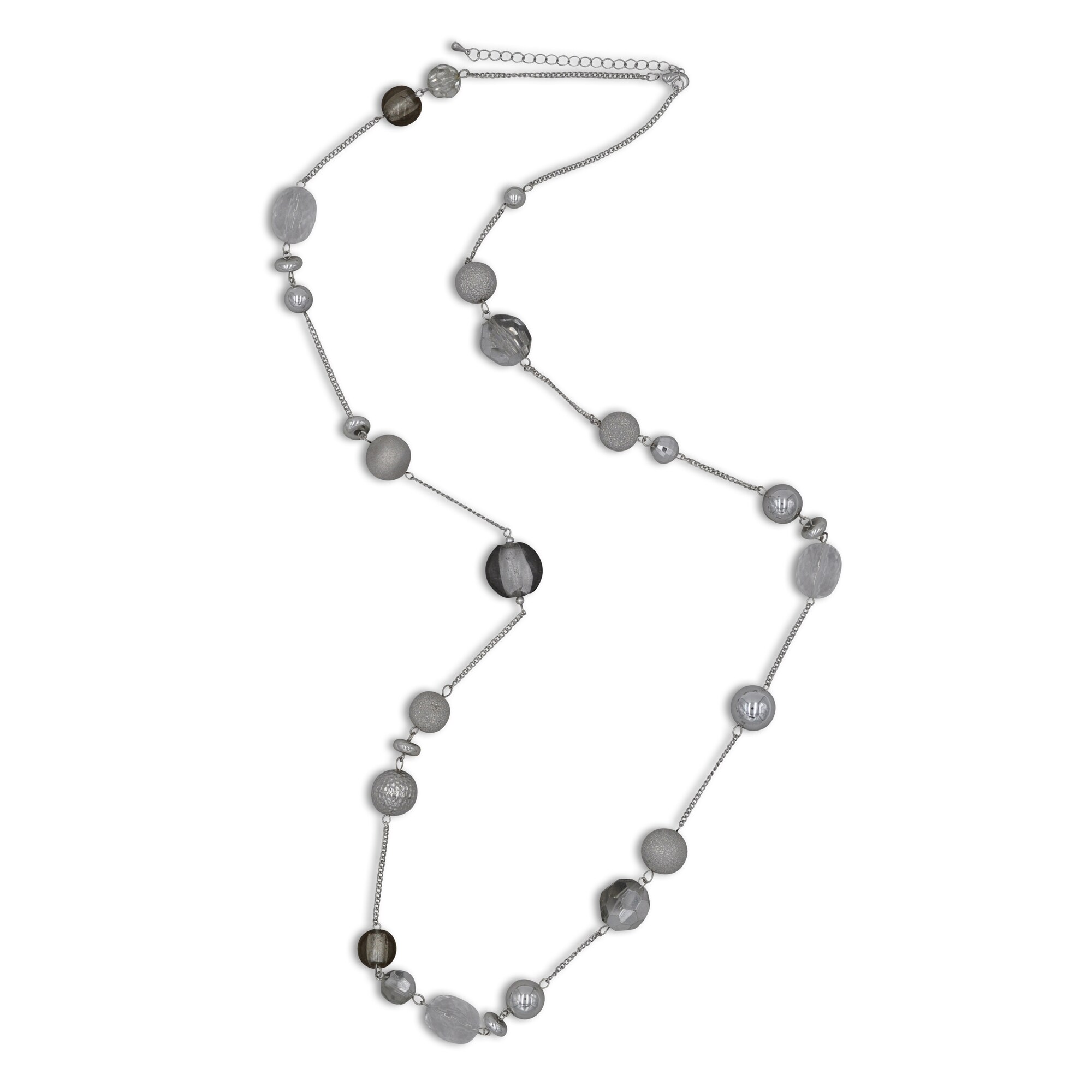 Steuer Modeschmuck Kette Lange Metall Kette mit Zierelementen rhodiumfarben - Bild 1