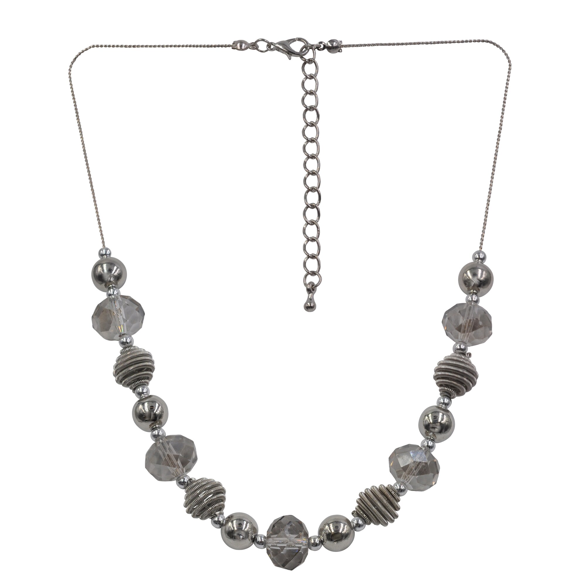 Steuer Modeschmuck Kette silberfarben Elemente in den Farben rauchgrau und silber - Bild 1