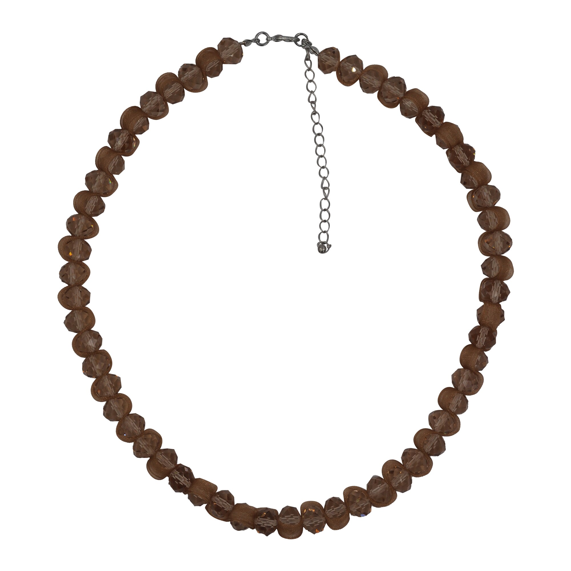 Steuer Modeschmuck Collierkette Halskette aus Glas, cognacfarben - Bild 1