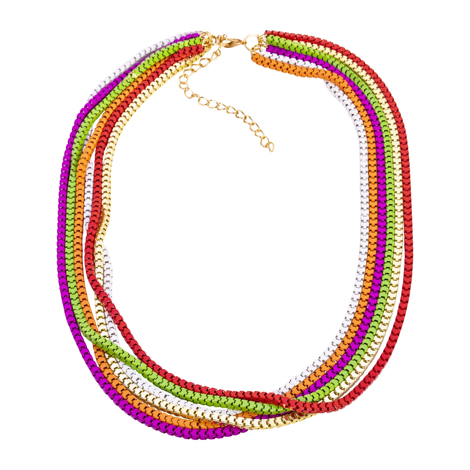 Steuer Modeschmuck Kette Metal multi mehr reihig pink, grün, orange, rot, gold, weiß