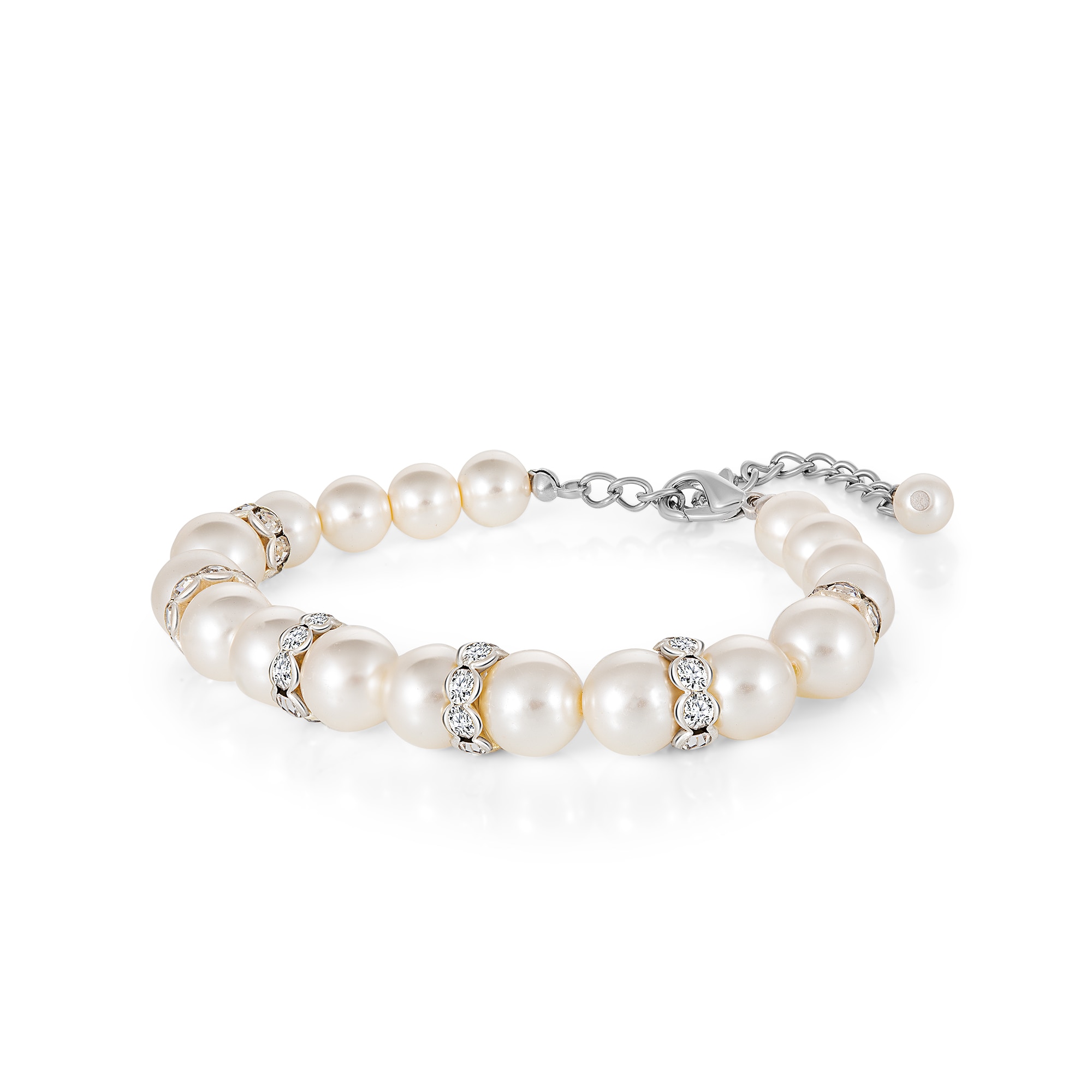 Steuer Modeschmuck Armband Glasperlenarmband wei&szlig; mit Strasszierde - Bild 1