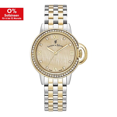 Jacques du Manoir Damen Armbanduhr Grace Edelstahl gold platiert Quartz Perlmutt JWL02506 - Bild 1