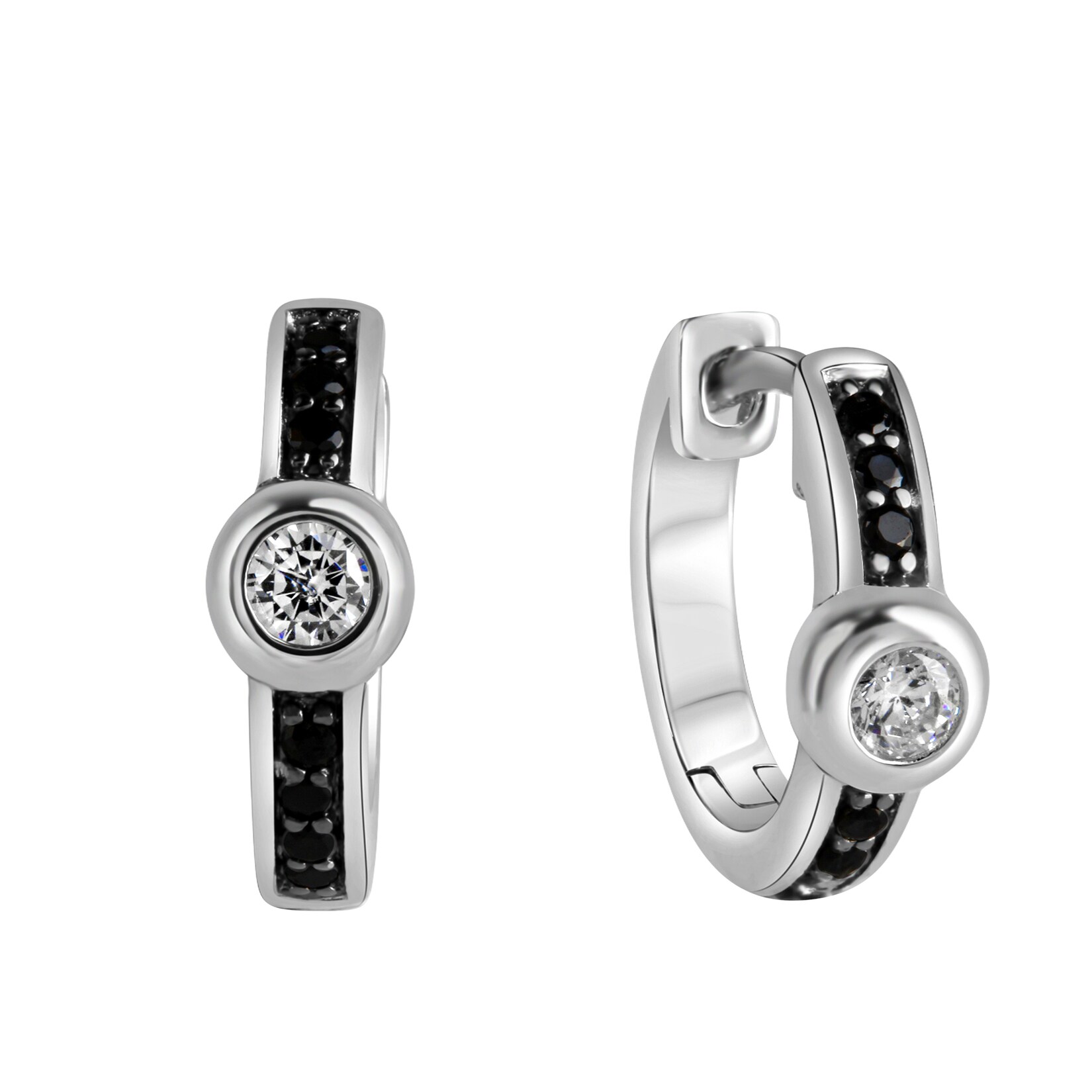 Celesta Silber Ohrring 925 Silber mit Zirkoniasteinen schwarz und weiß | 04006046395960