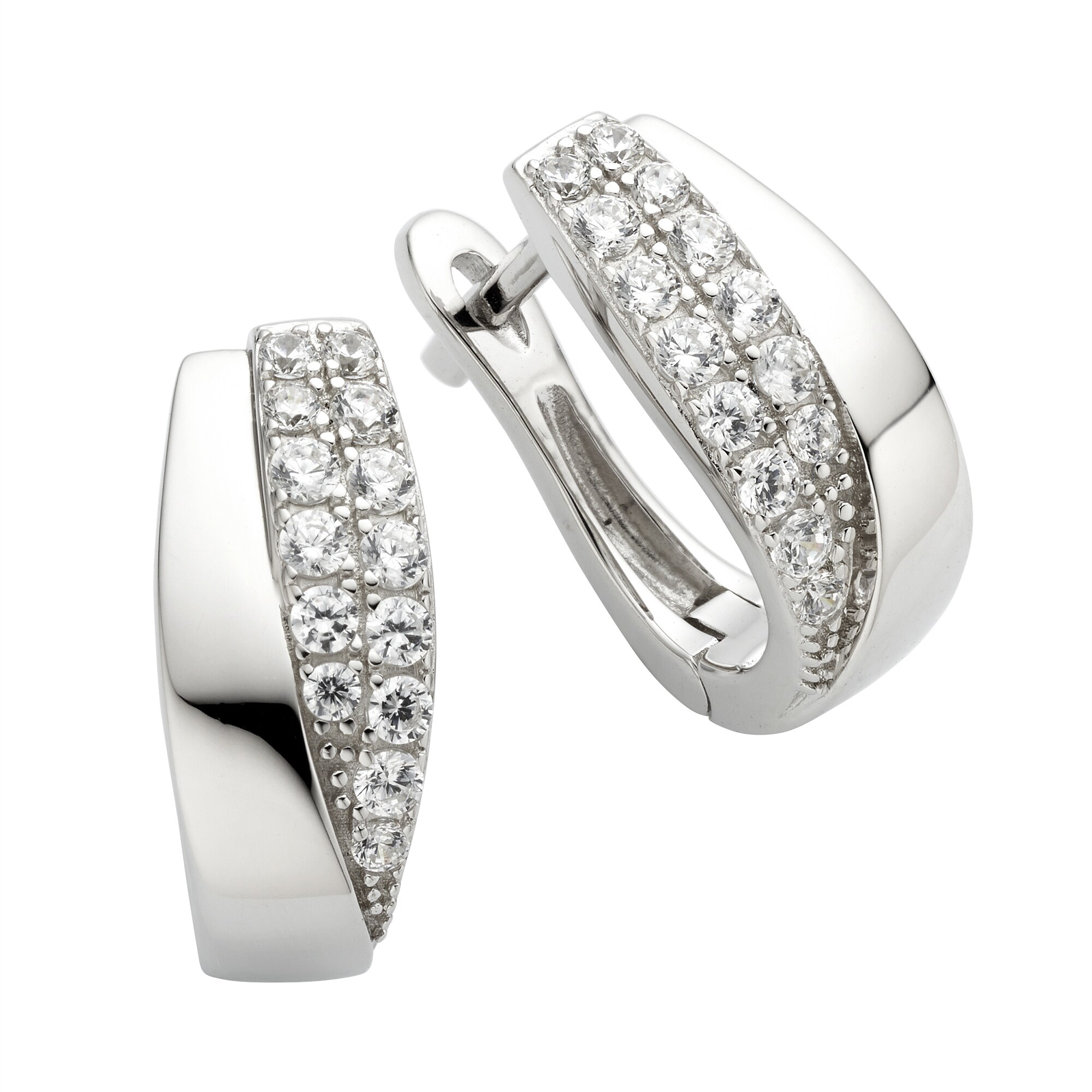 Zeeme Silber Ohrringe Silber 925 rhodiniert mit Zirkonia wei&szlig; - Bild 1