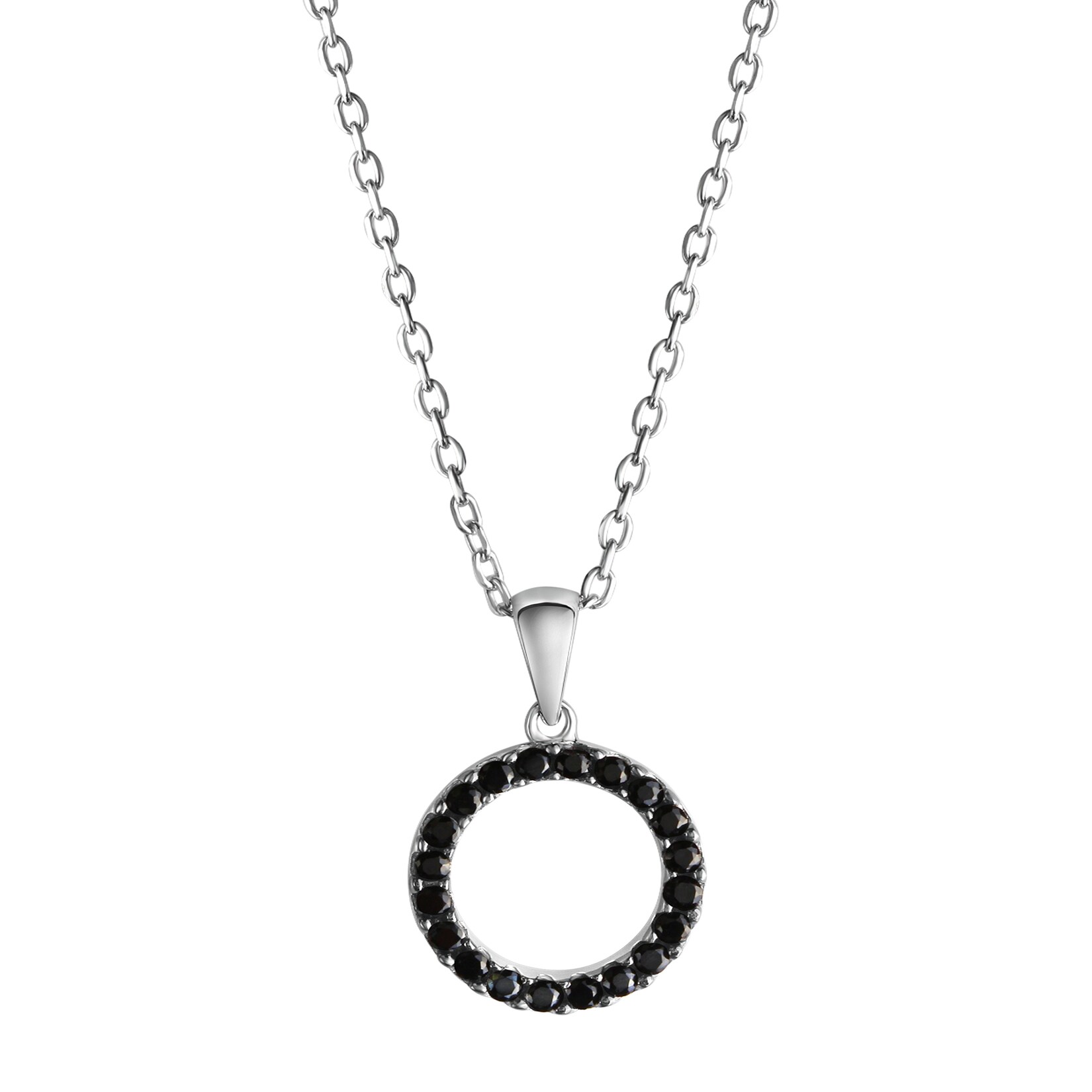 Celesta Silber Halskette Silber 925 rhodiniert 42+3cm lang mit schwarzen Zirkonia-Steinen | 04006046396684