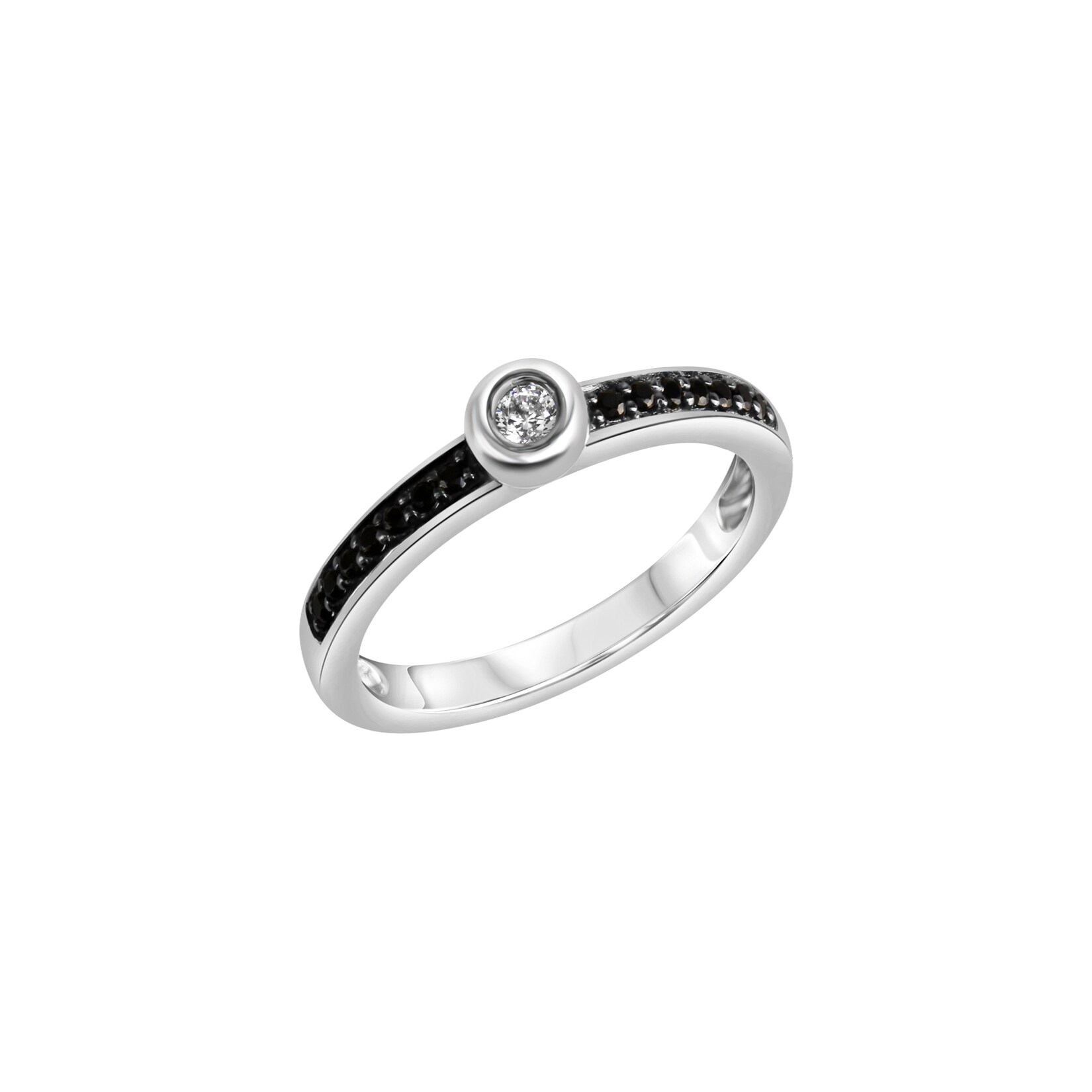 Celesta Silber Ring 925 Silber rhodiniert mit Zirkonia weiß und schwarz
