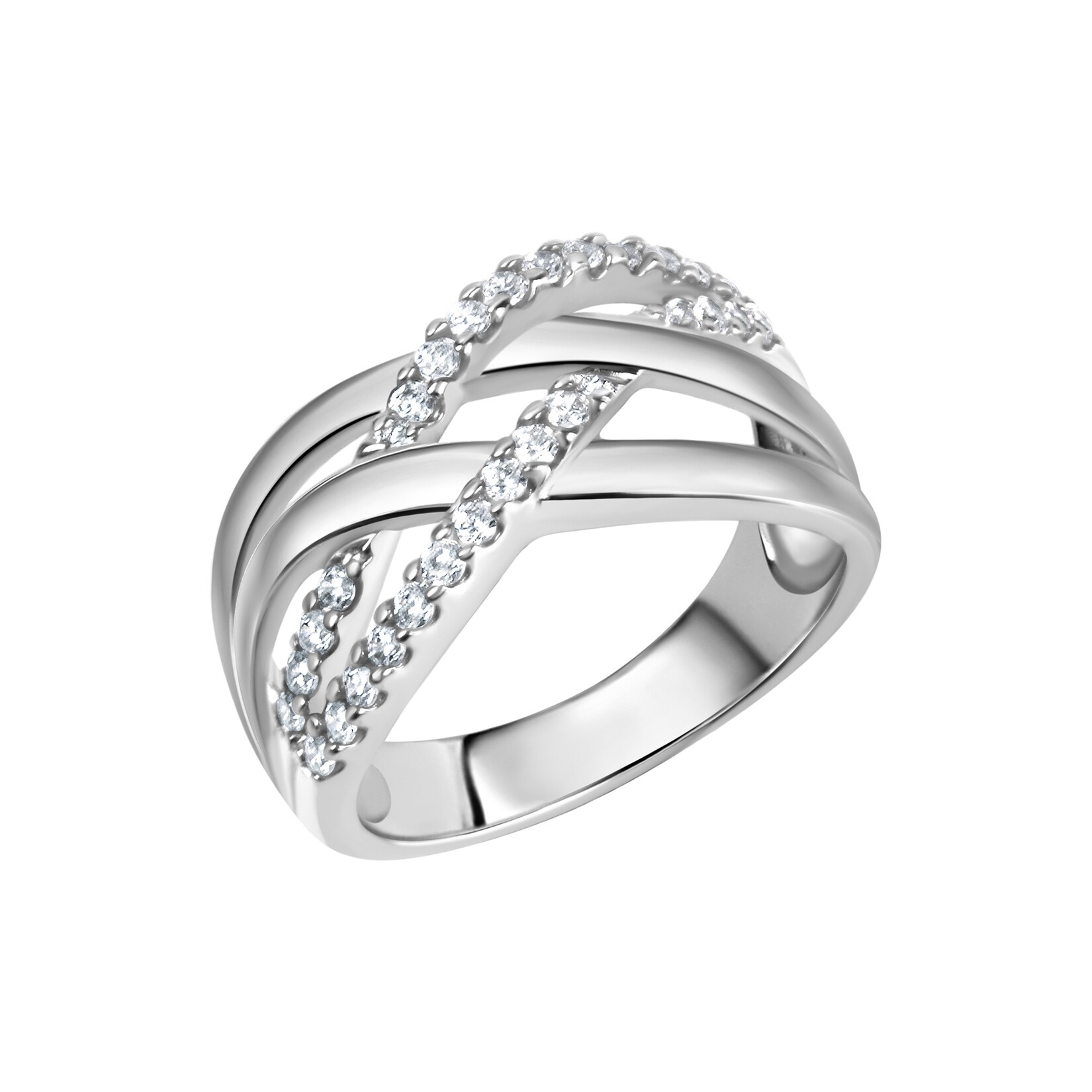 Zeeme Silber Ring Silber 925 rhodiniert mit Zirkonia weiß