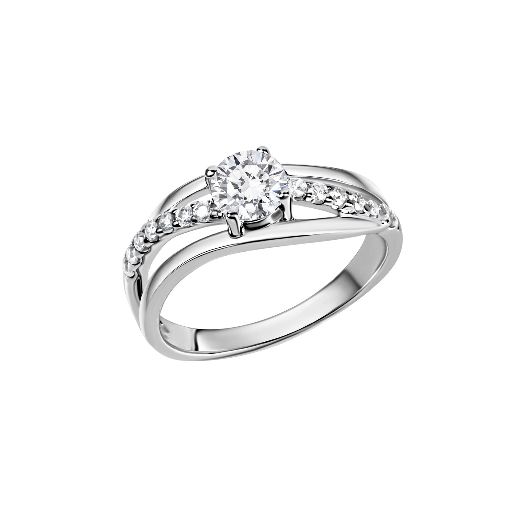 Zeeme Silber Ring Silber 925 rhodiniert mit Zirkonia weiß