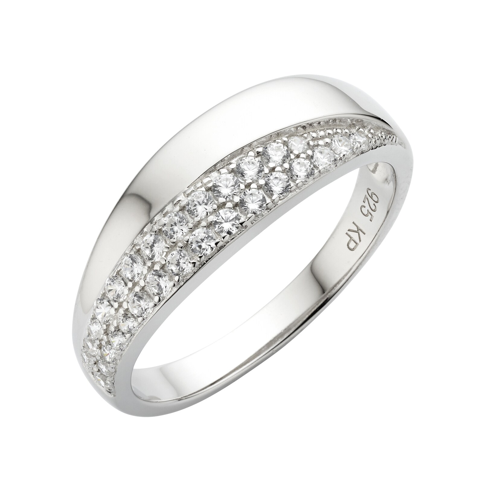Zeeme Silber Ring Silber 925 rhodiniert mit Zirkonia weiß