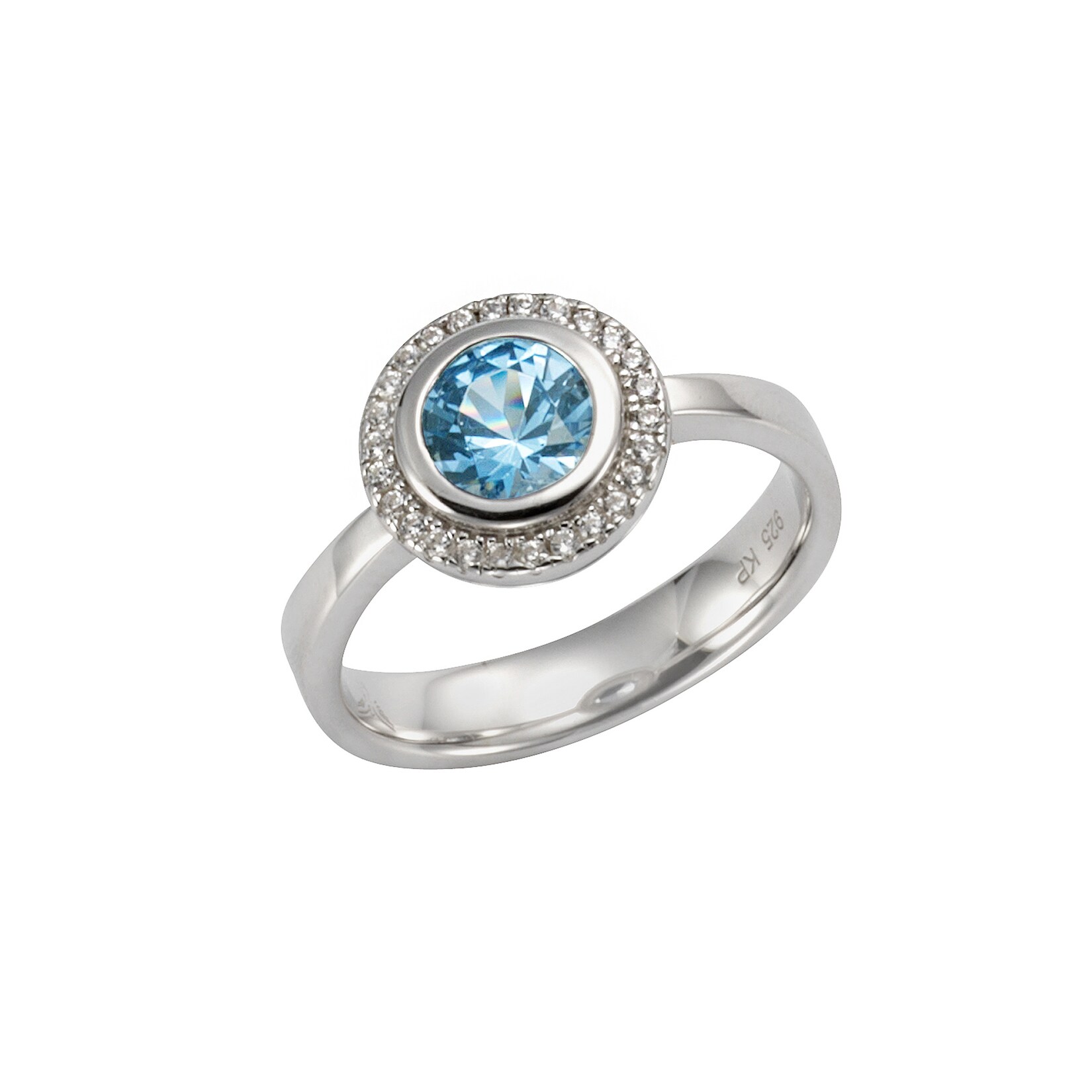 Celesta Silber Ring 925/- Sterling Silber Zirkonia & sy. Blautopas | 04006046307420