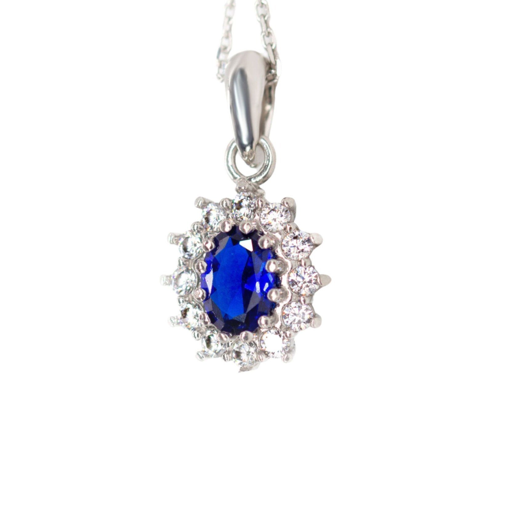 LEIS Anhänger mit Kette 925/- Sterling Silber rhodiniert Saphir und Zirkonia