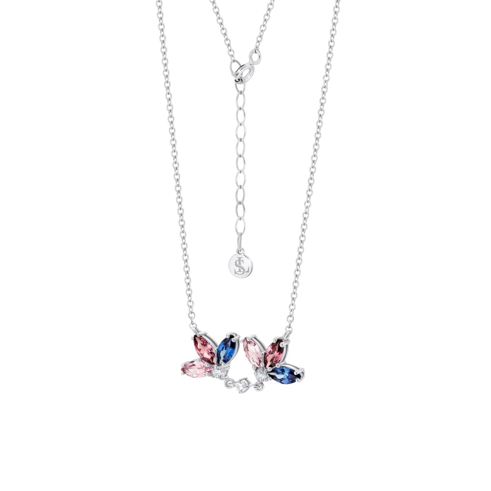 LEIS Kette 925 Sterling Silber rhodiniert Glänzend Blume Zirkonia bunt