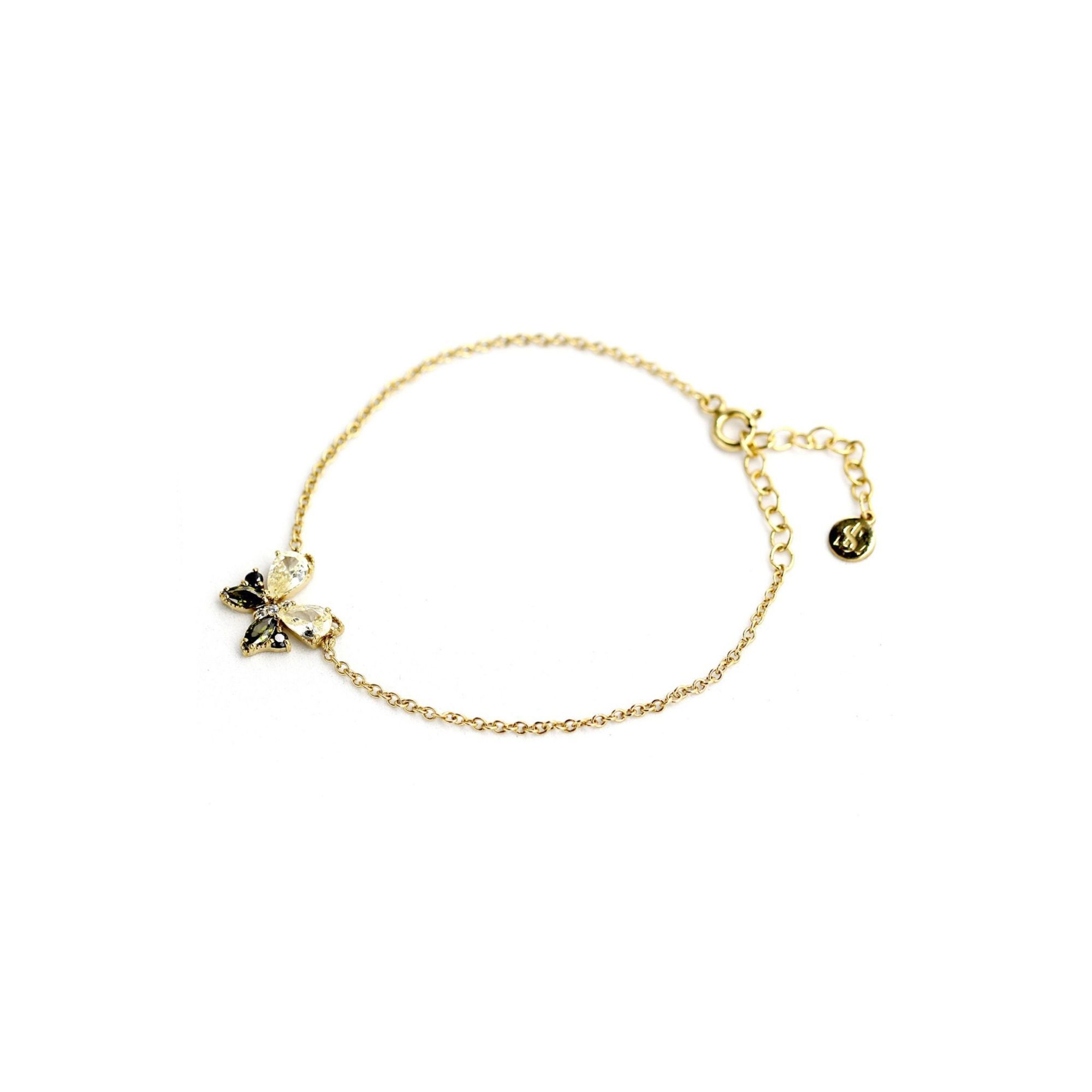 LEIS Armband 925 Sterling Silber vergoldet Gl&auml;nzend Schmetterling Zirkonia gelb - Bild 1