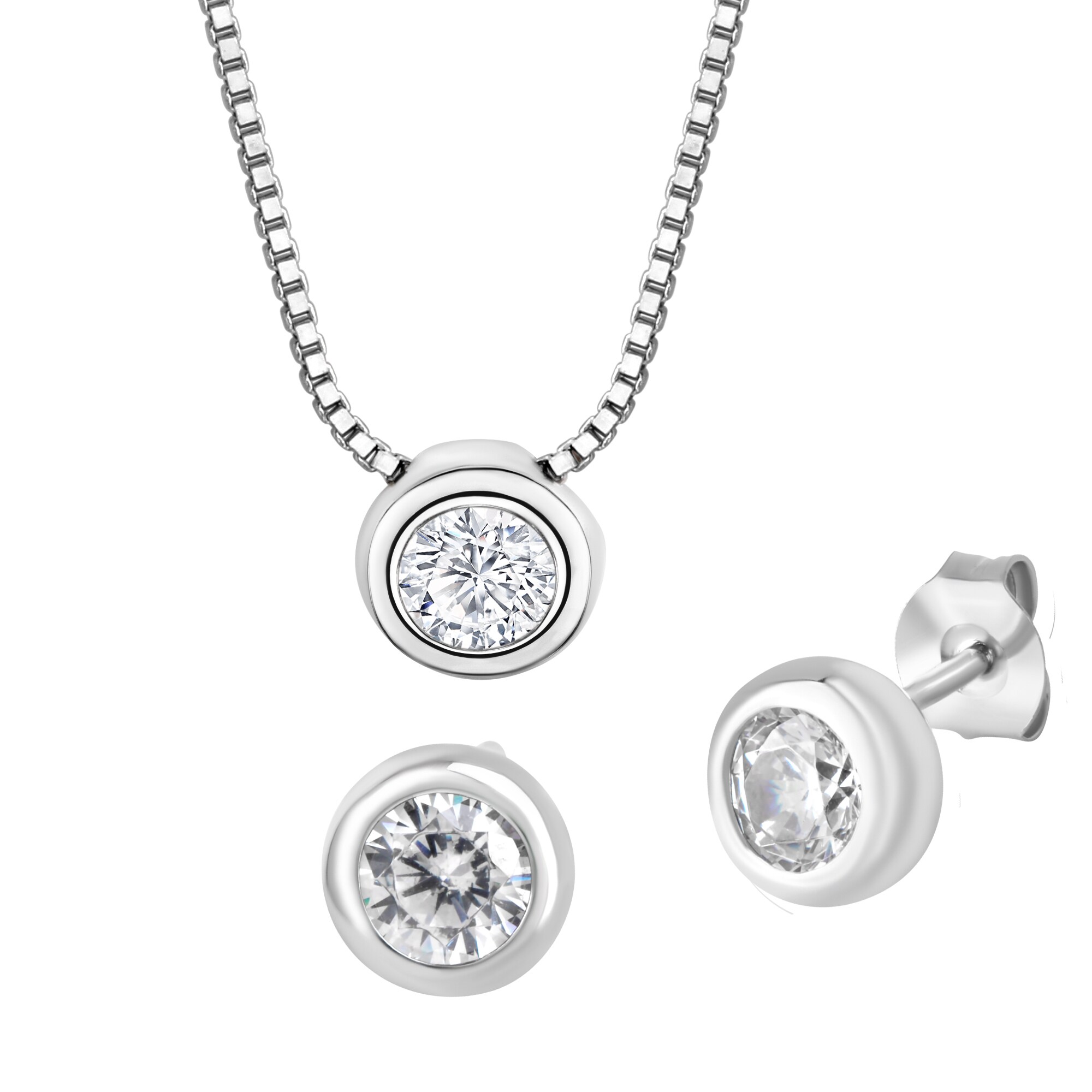 Zeeme Basic Schmuck Set 4tlg. 925 Sterling Silber Zirkonia - Bild 1