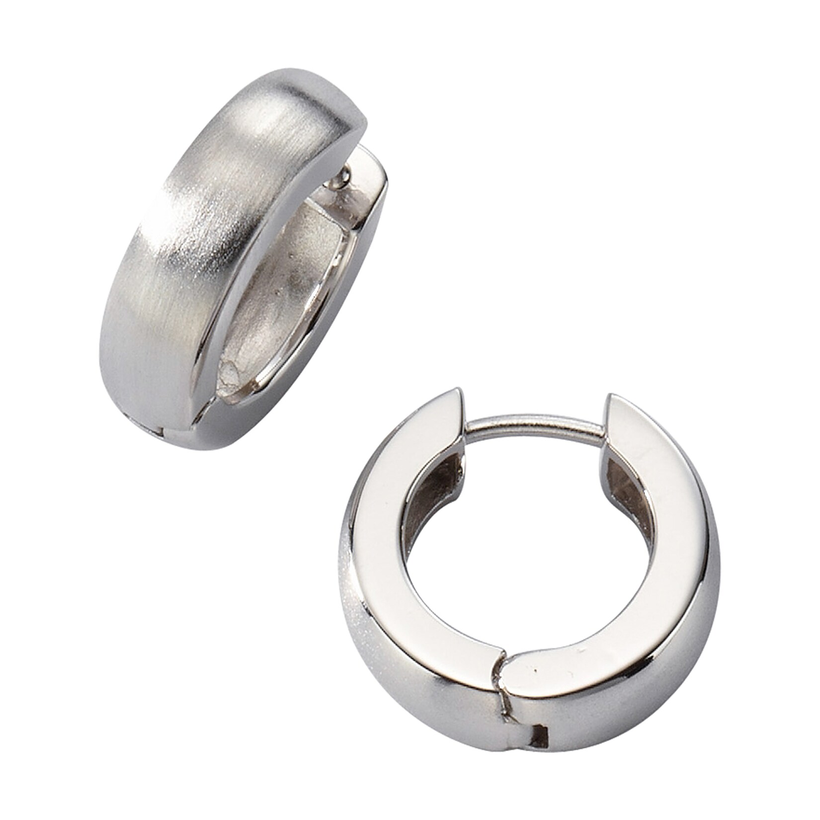 Zeeme Basic Ohrringe Silber 925 rhodiniert mattiert 18mm Durchmesser