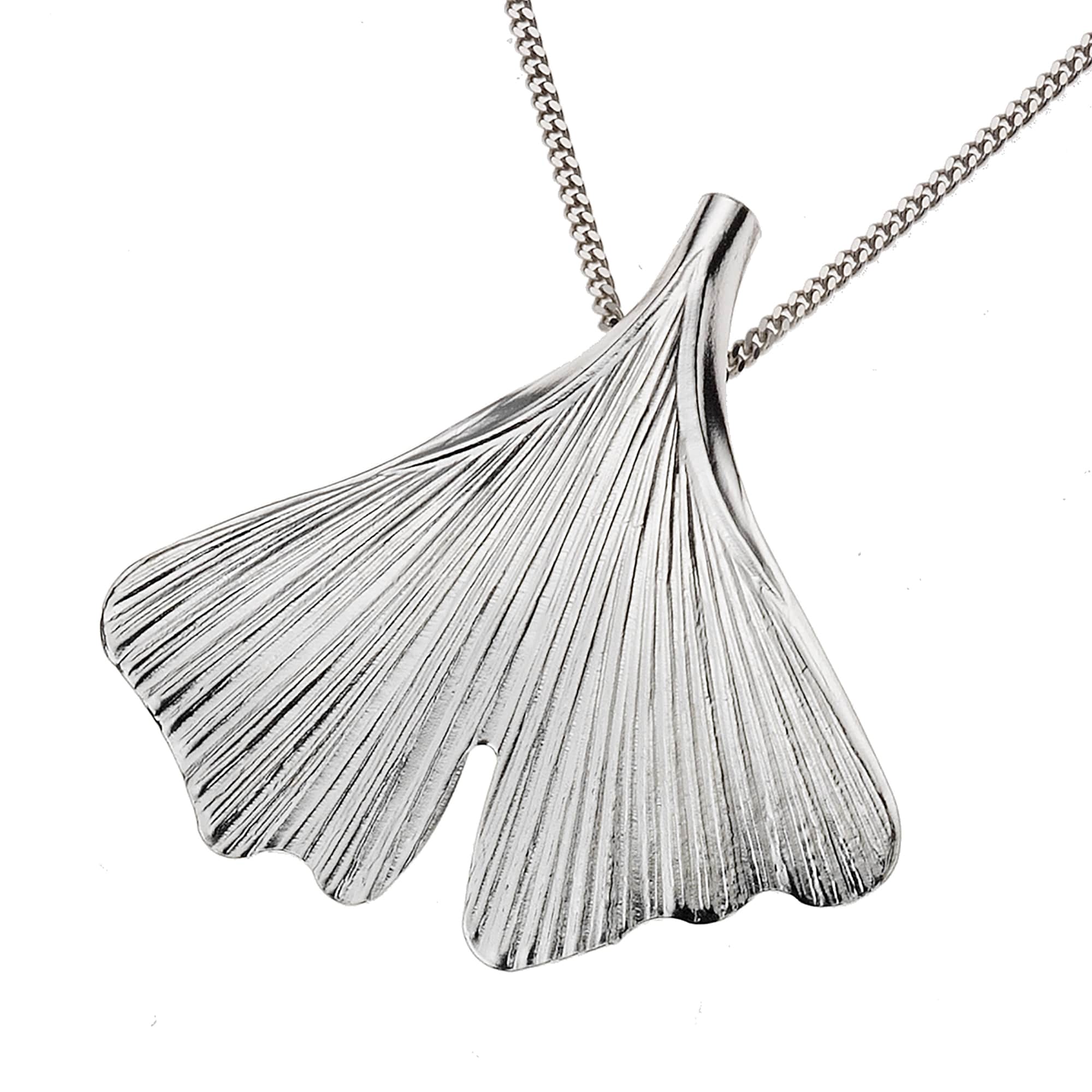 Zeeme Silber Anh&auml;nger mit Kette 925/- Sterling Silber 45cm lang Ginko - Bild 1