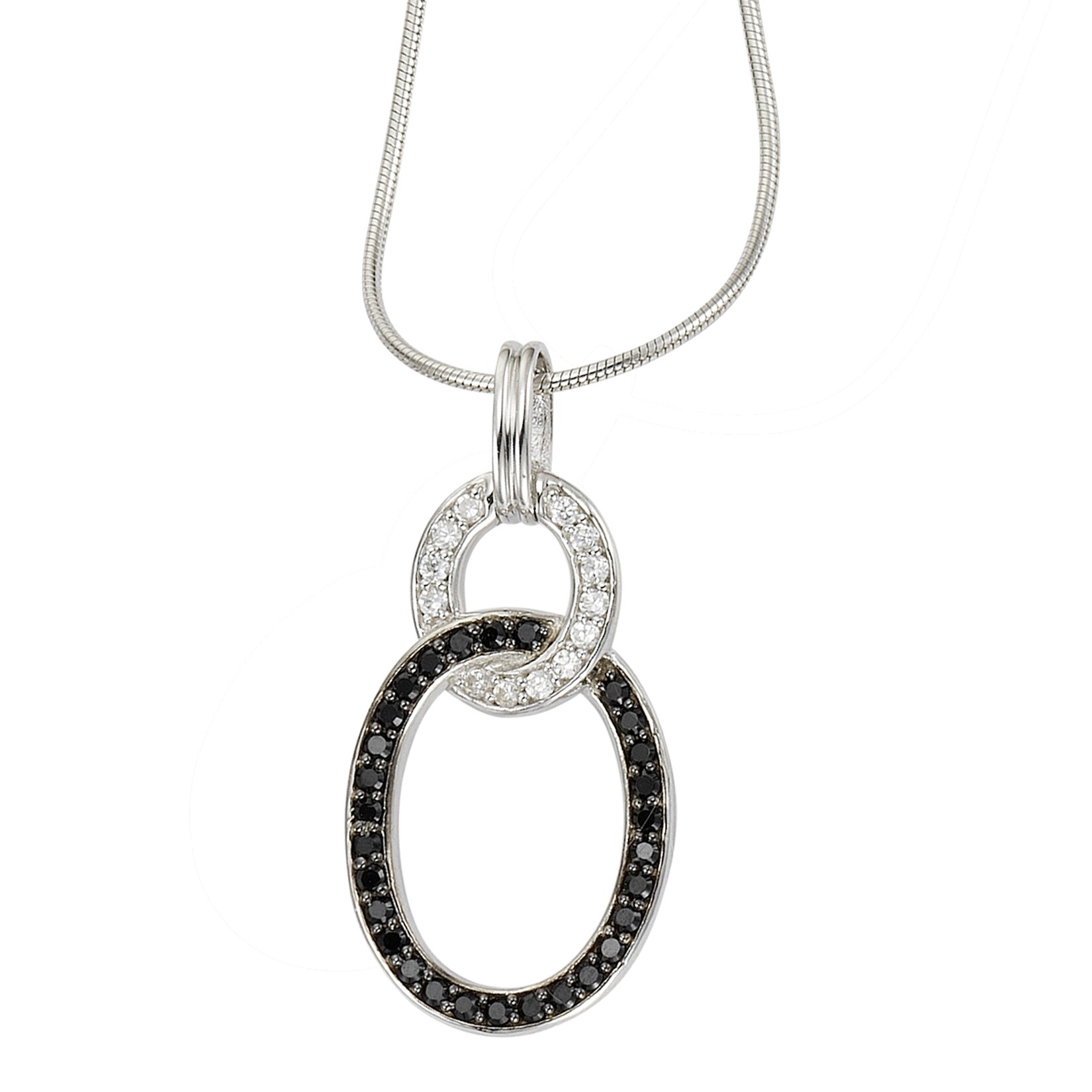 Celesta Silber Halskette Silber 925 rhodiniert 42+5cm mit Zirkonia-Steinen weiß und schwarz