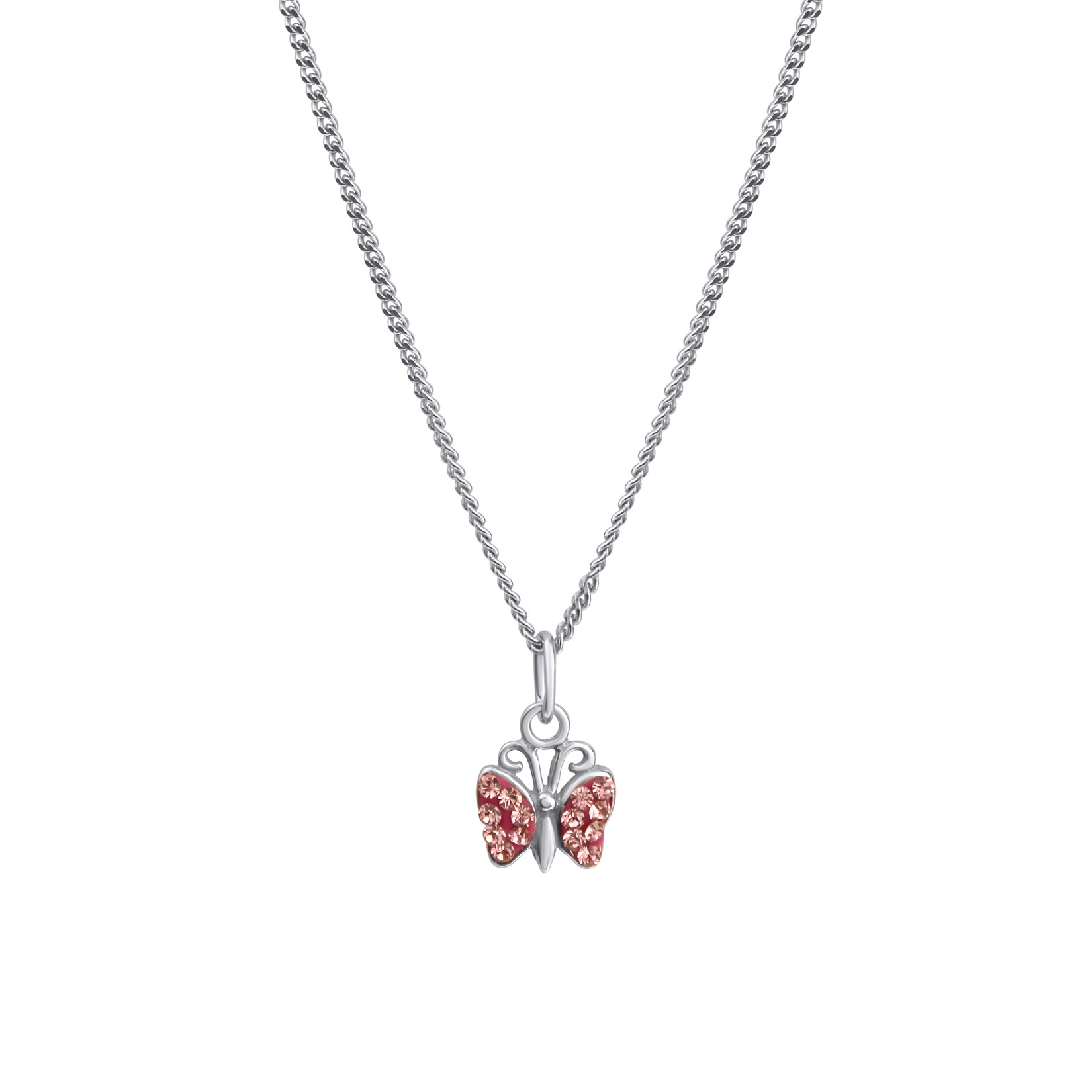 Zeeme for Kids Halskette 925 Sterling Silber Kristall pink