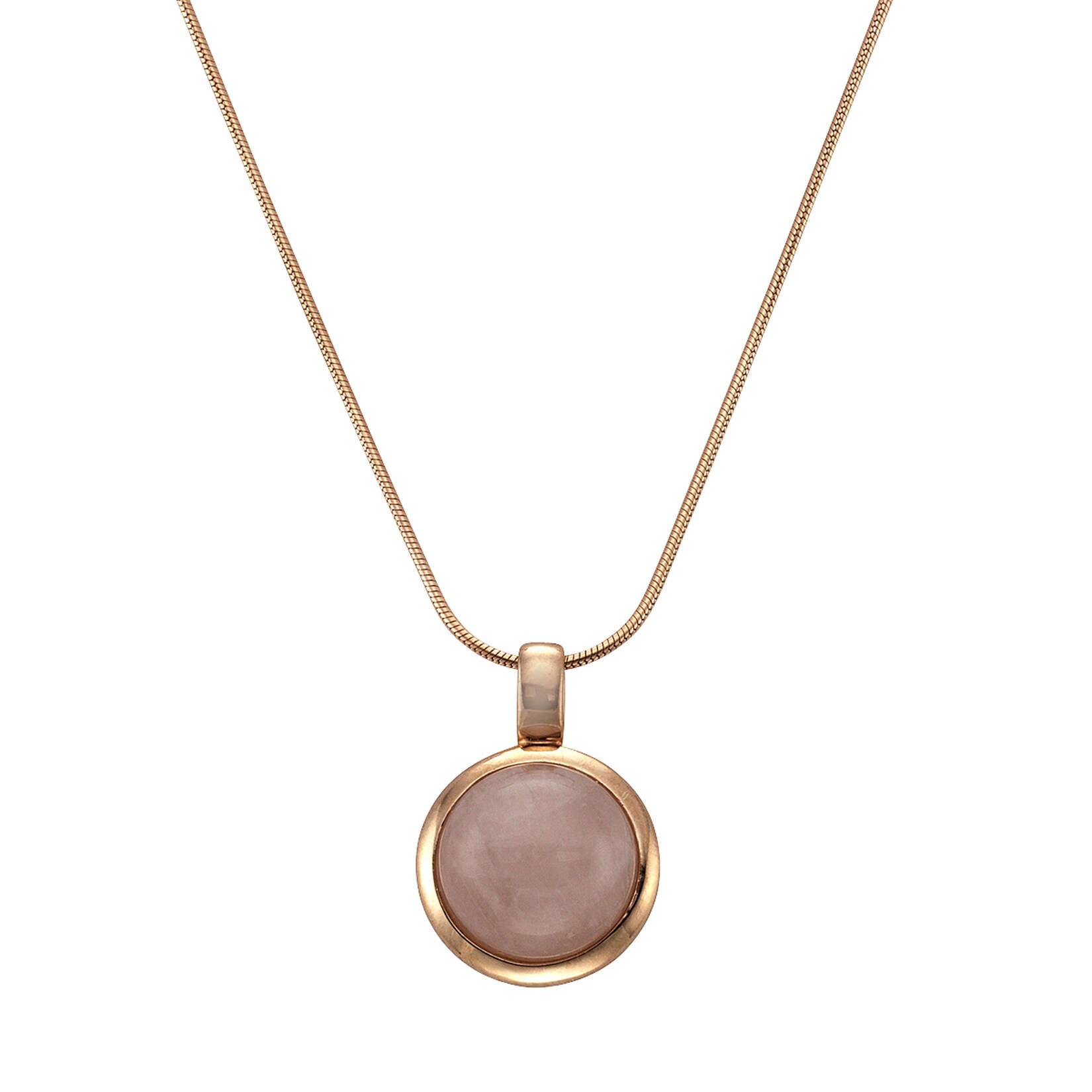 Zeeme Gemstones Halskette 925 Sterling Silber rosé-vergoldet mit echtem Rosenquarz 12mm | 04006046223904