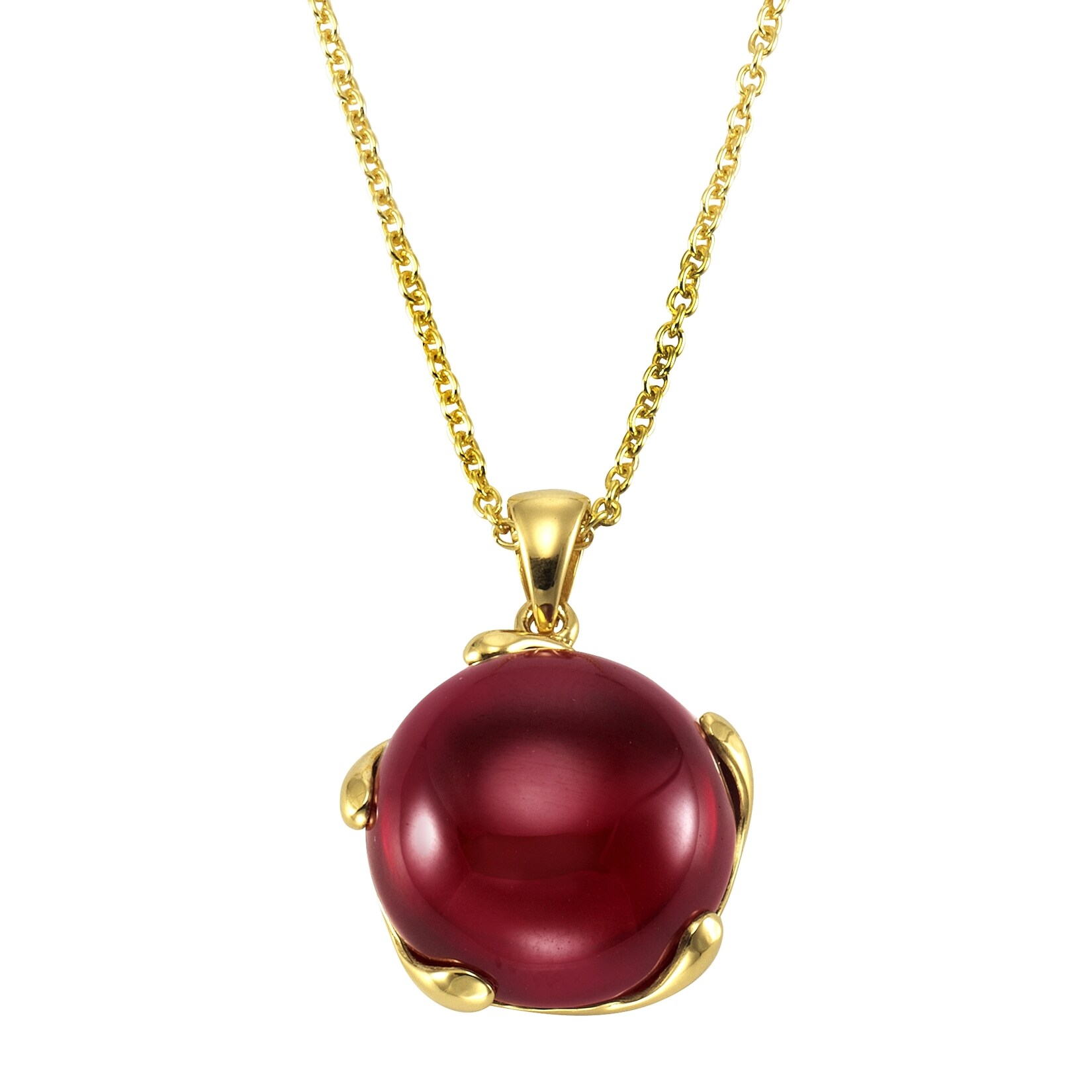 Jamelli Anhänger mit Kette 925 Silber vergoldet syn. Granat