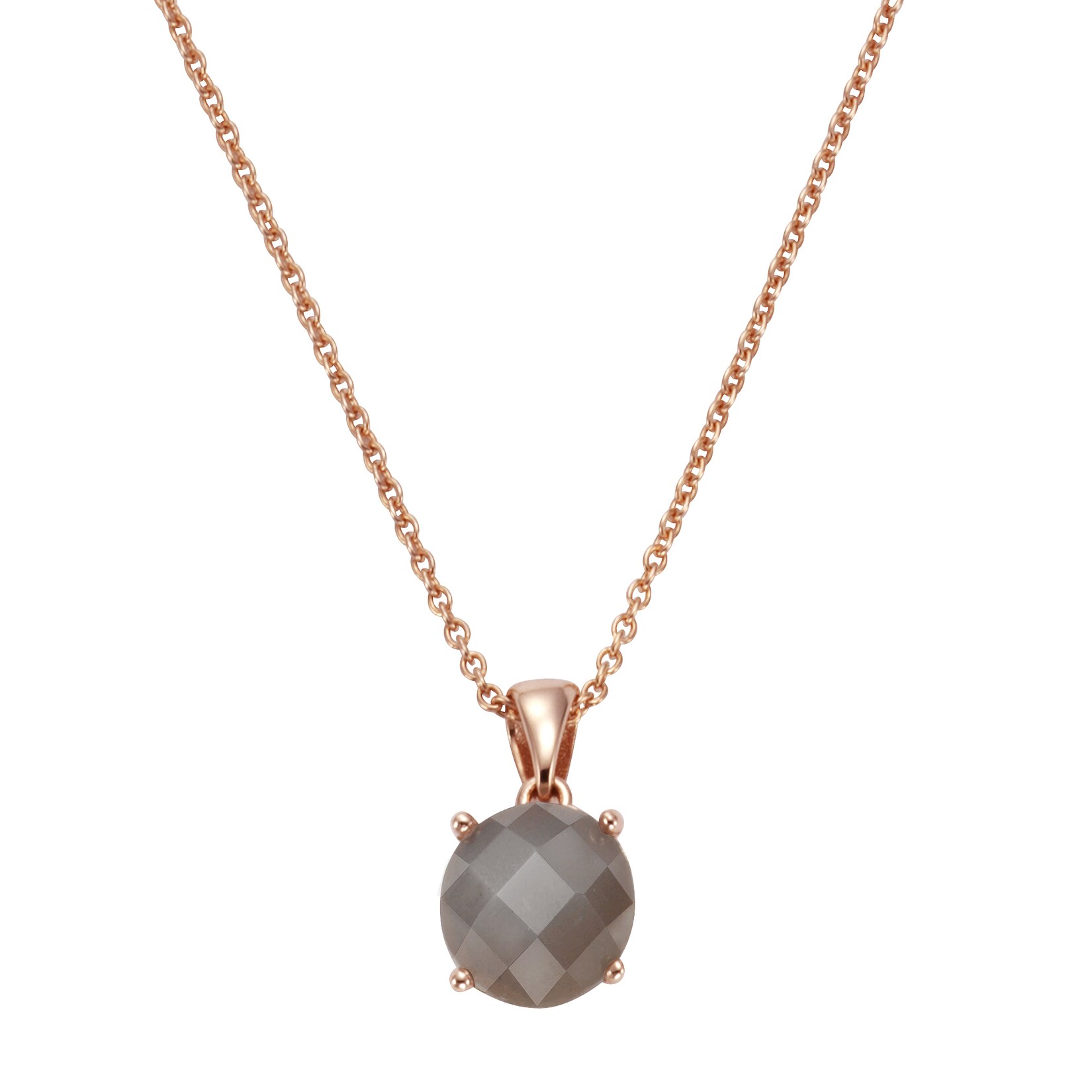 Jamelli Anhänger mit Kette 925 Silber rosé vergoldet Mondstein grau 10mm