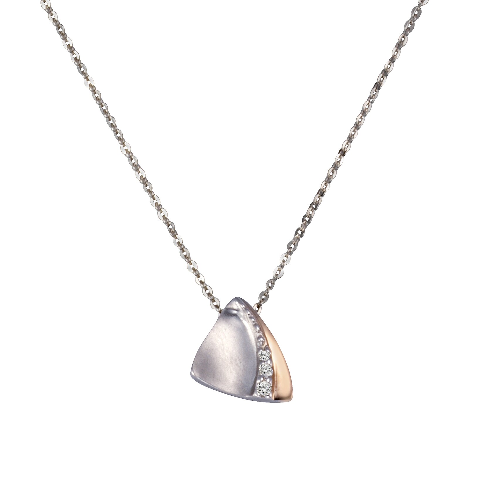 Zeeme Silber Halskette Silber 925 zweifarbig mit Zirkonia weiß