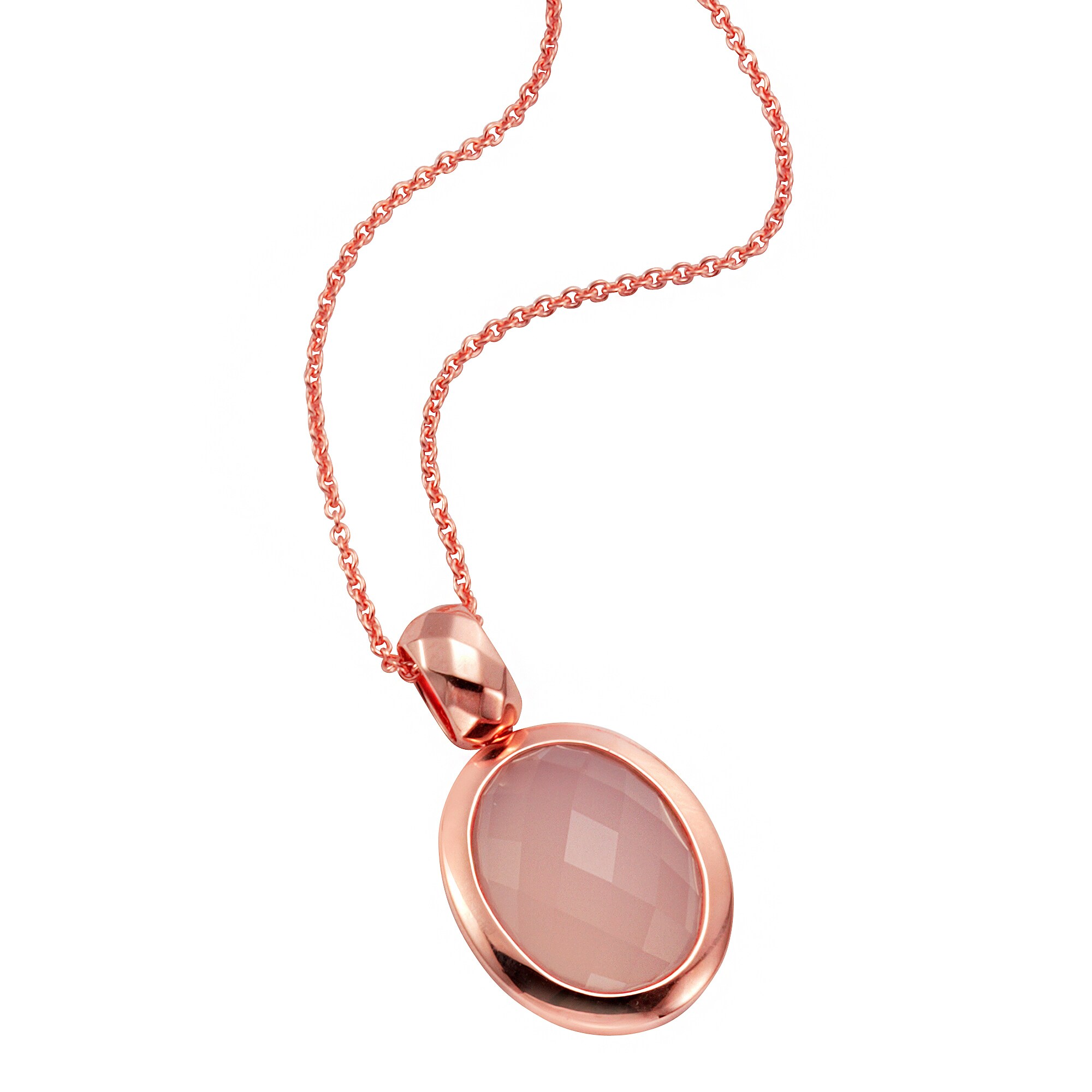 Jamelli Anh&auml;nger mit Kette 925 Silber ros&eacute; vergoldet mit Chalcedon - Bild 1