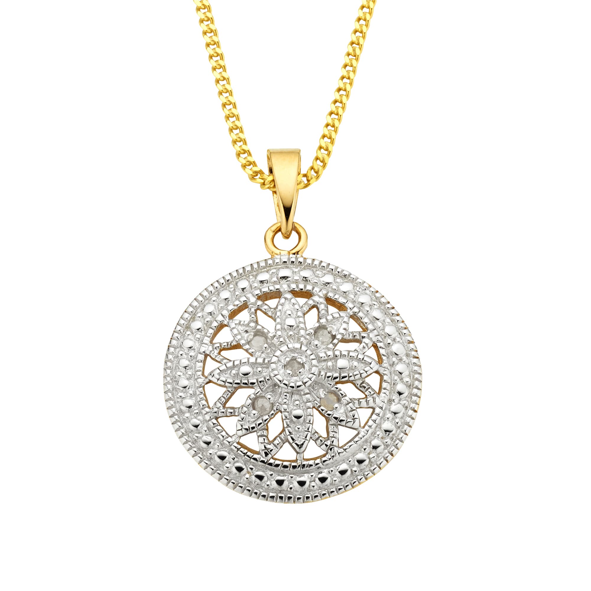 Diamonds by Ellen K. Halskette Silber 925 vergoldet mit 5x Diamant zus. 0,05ct. - Bild 1