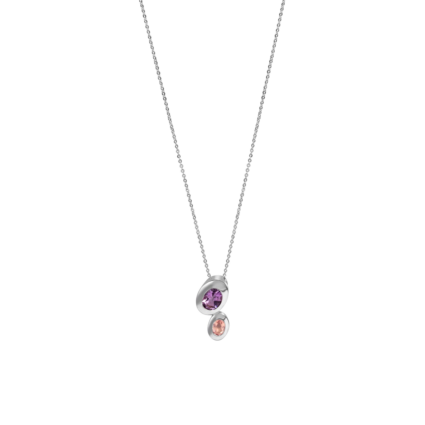 Celesta Silber Anhänger mit Kette 925 Silber Amethyst + Rosenquarz | 04006046339605
