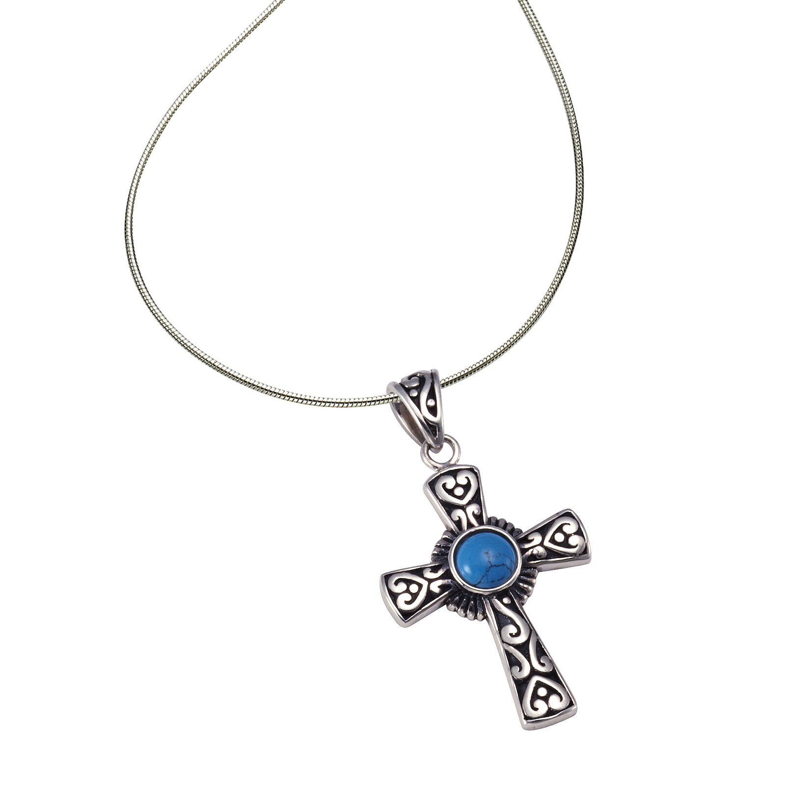 Zeeme Gemstones Anhänger mit Kette 925/- Sterling Silber oxidiert Türkis | 04006046335300