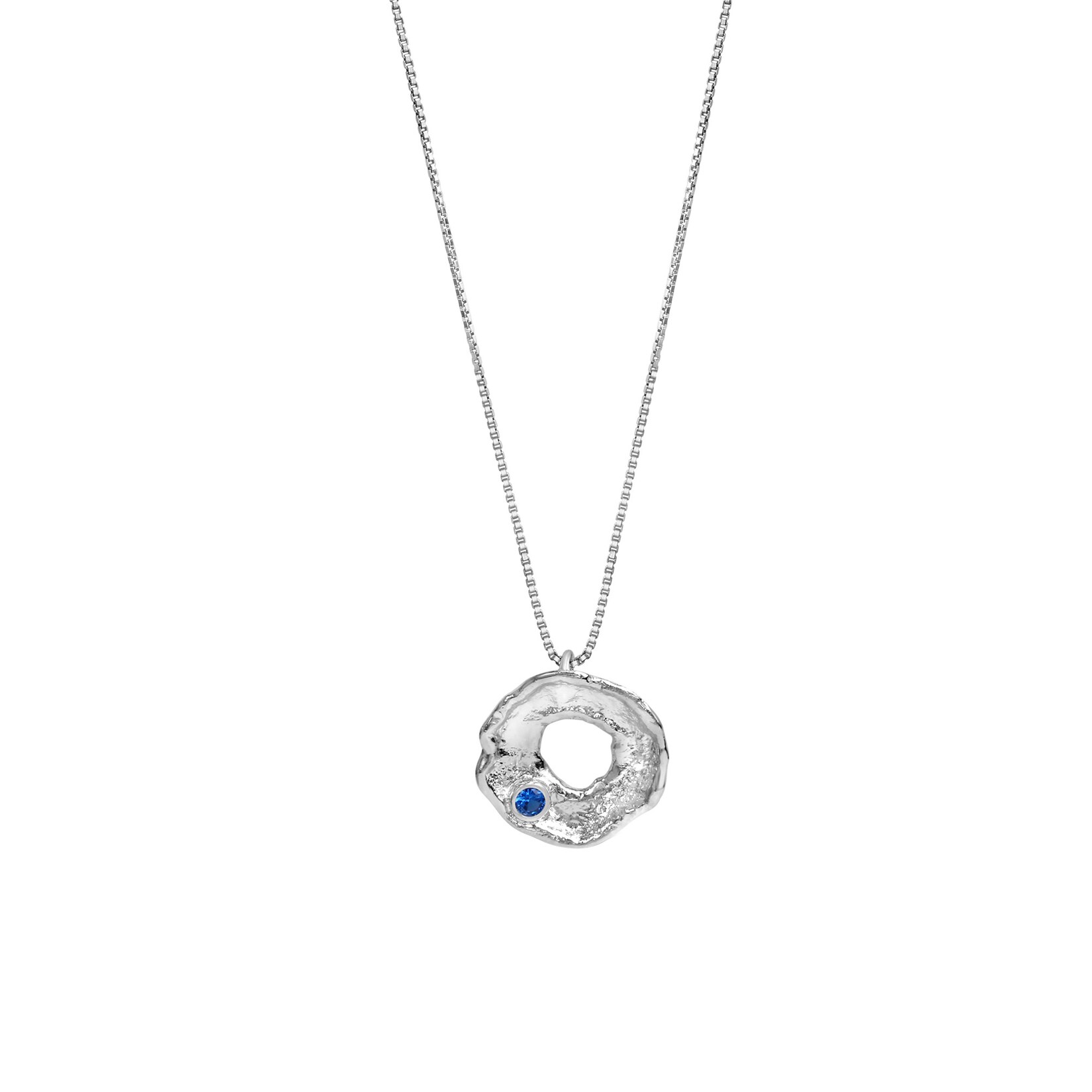 Celesta Silber Anhänger mit Kette 925 Silber rhodiniert mit blauen Spinell | 04006046339353