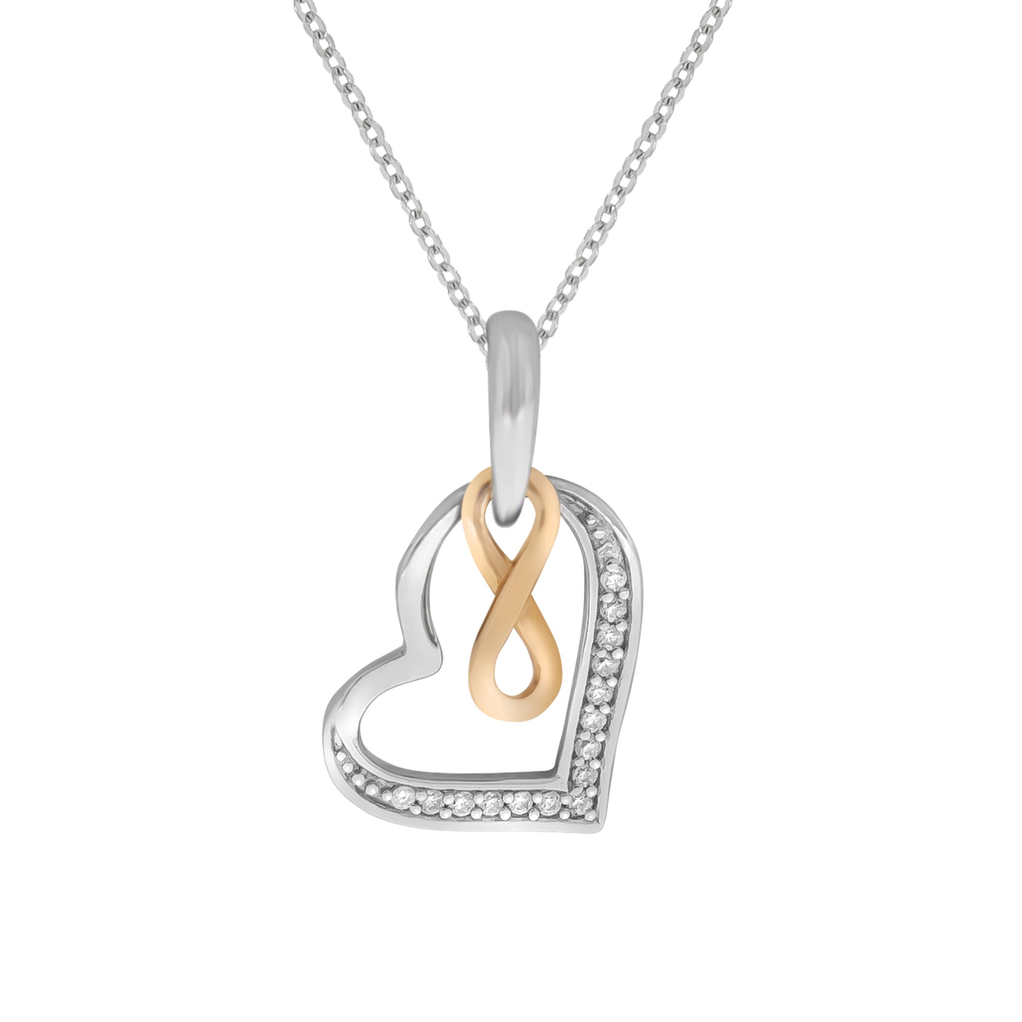 Zeeme Silber Halskette Silber 925 rhodiniert mit Herz- und Unendlichkeits-Motiv - Bild 1