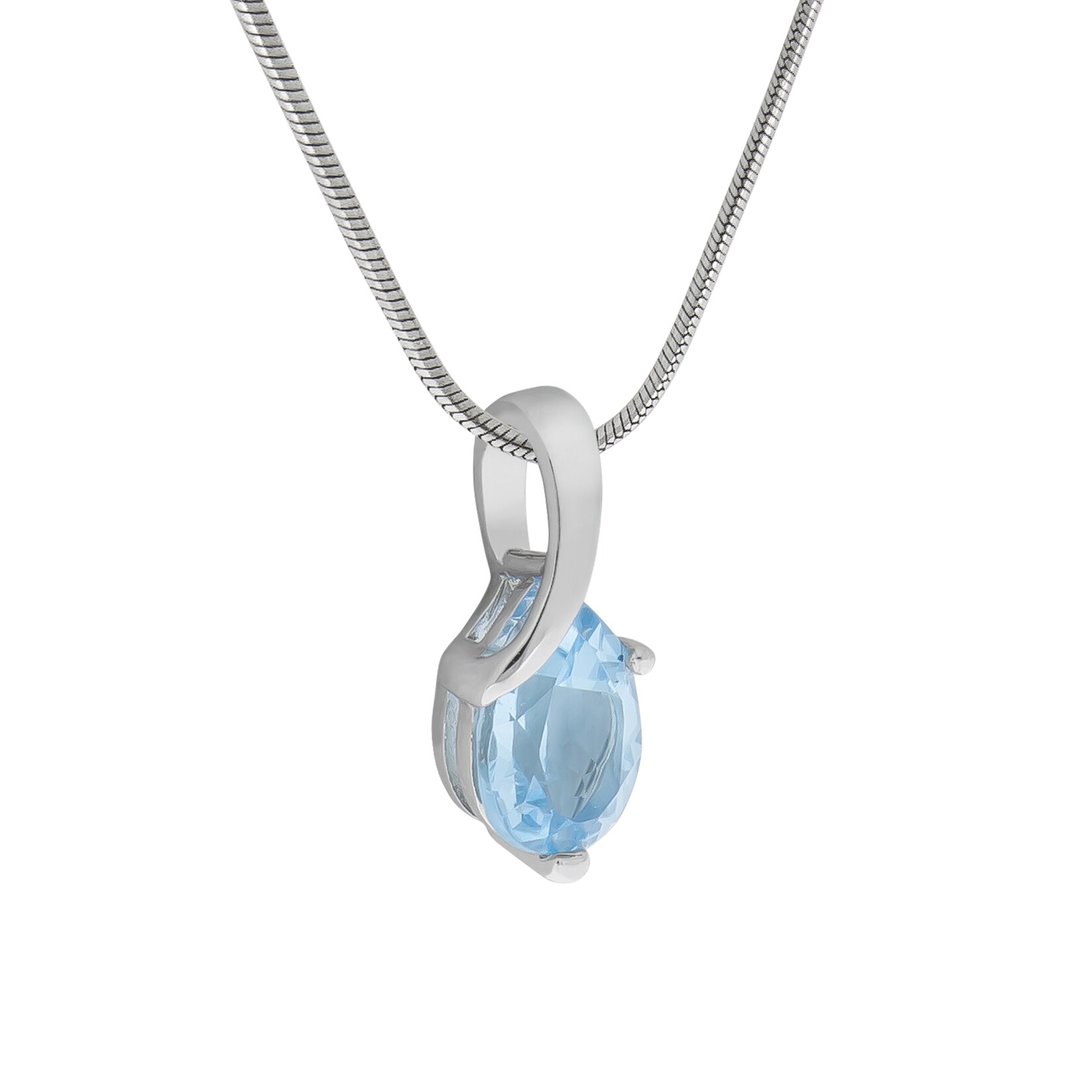 Zeeme Gemstones Halskette Silber 925 rhodiniert mit echtem Blautopas (beh.) 10x7mm | 04006046344173