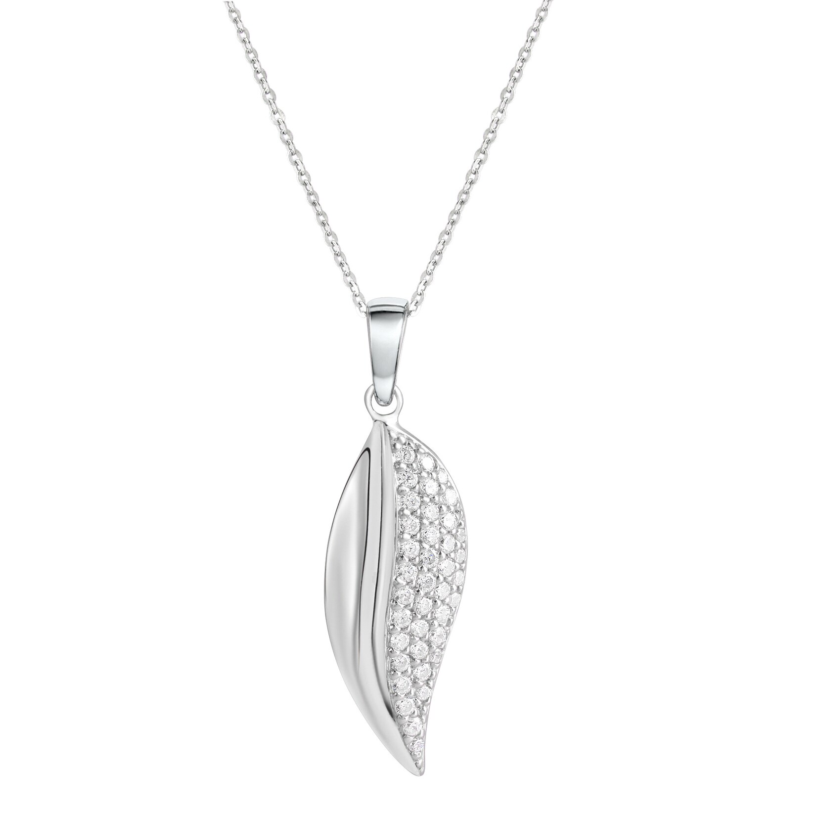 Zeeme Silber Halskette Silber 925 rhodiniert mit Zirkonia weiß