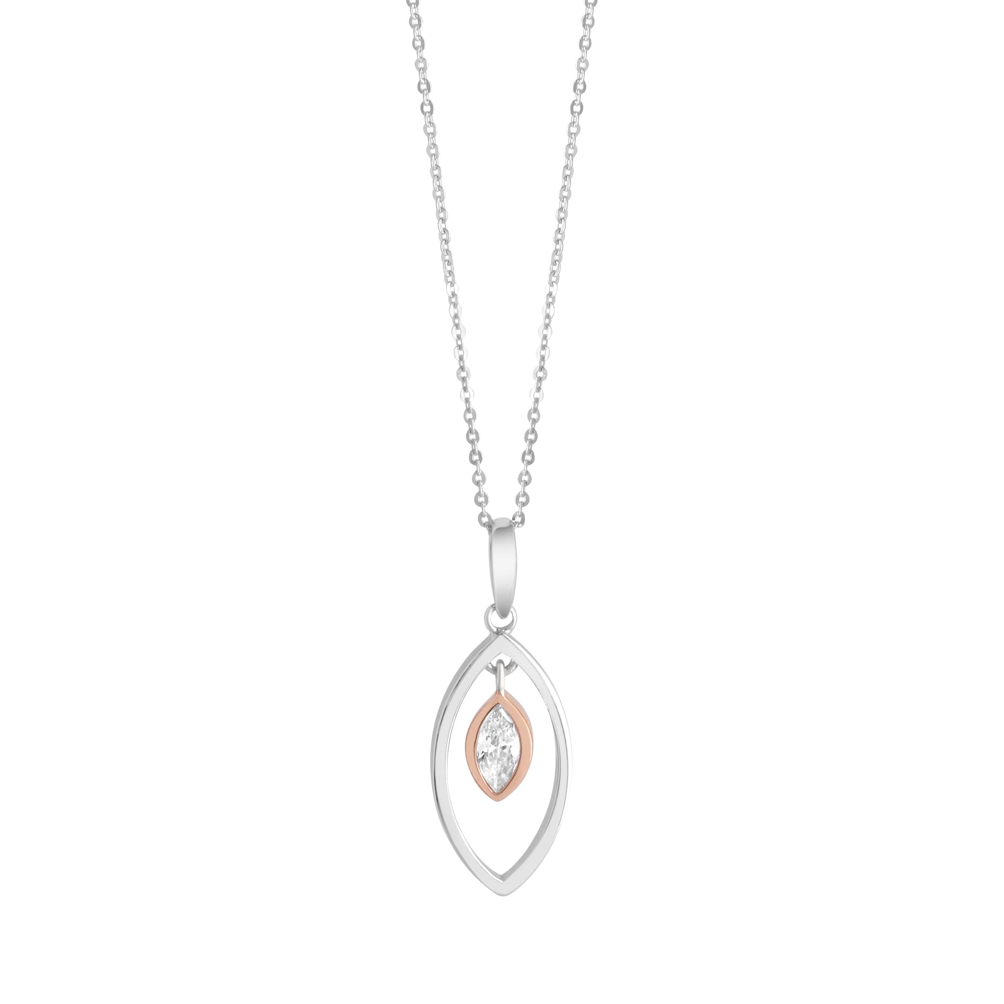 Zeeme Basic Anh&auml;nger mit Kette 925/- Sterling Silber rhodiniert zweifarbig Zirkonia - Bild 1