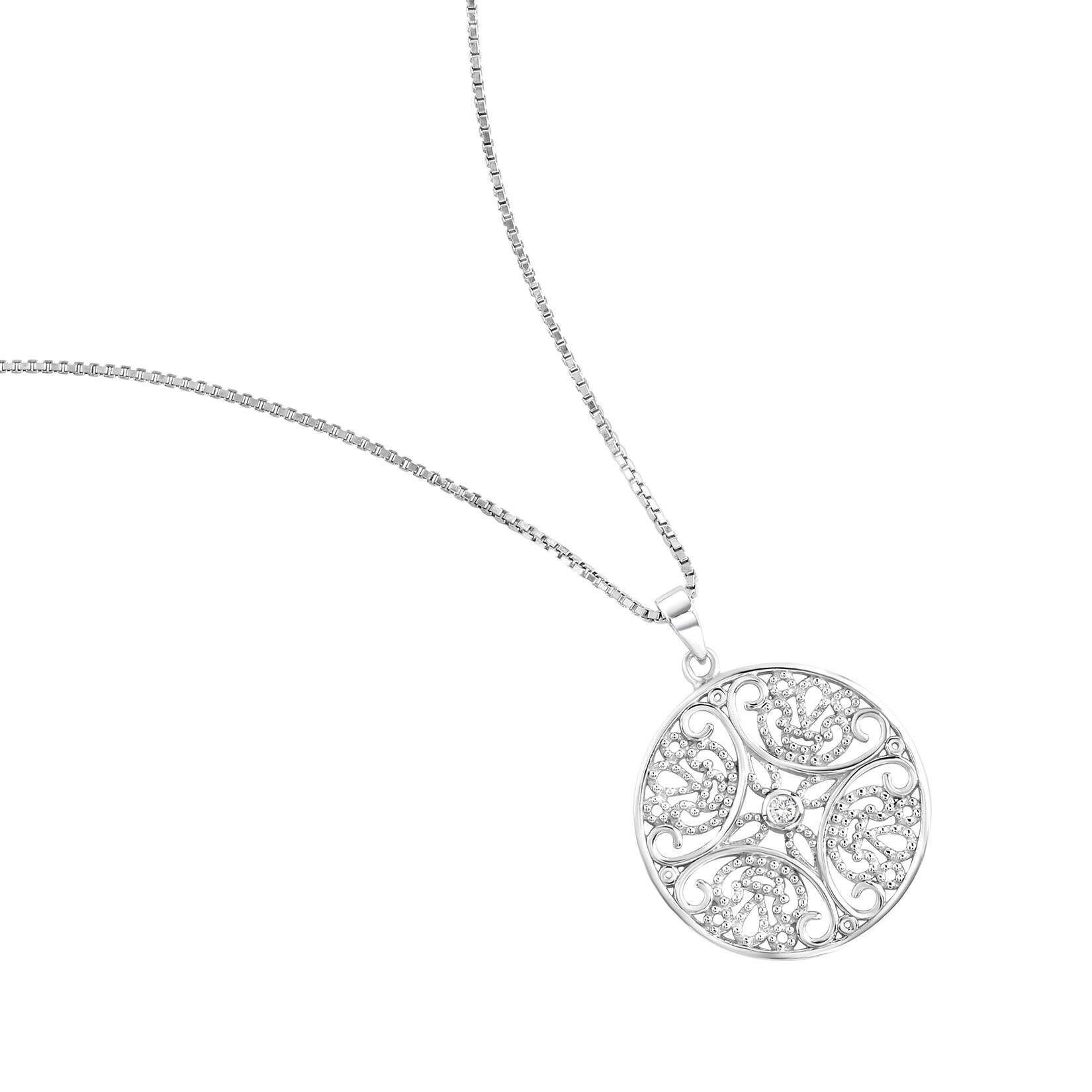 Zeeme Silber Halskette Silber 925 rhodiniert mit Zirkonia weiß