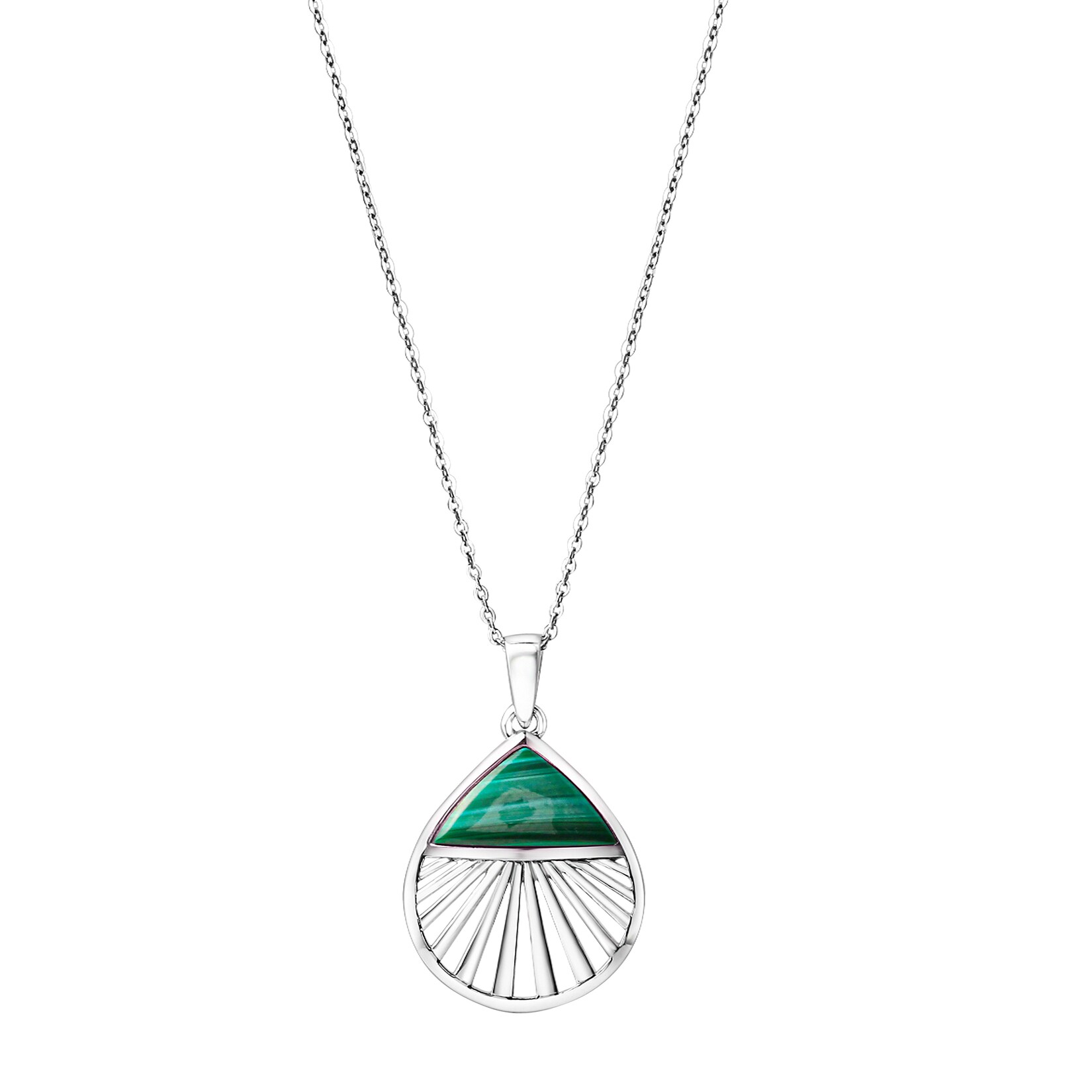 Zeeme Gemstones Anhänger mit Kette 925/- Sterling Silber rhodiniert Malachit | 04006046405928
