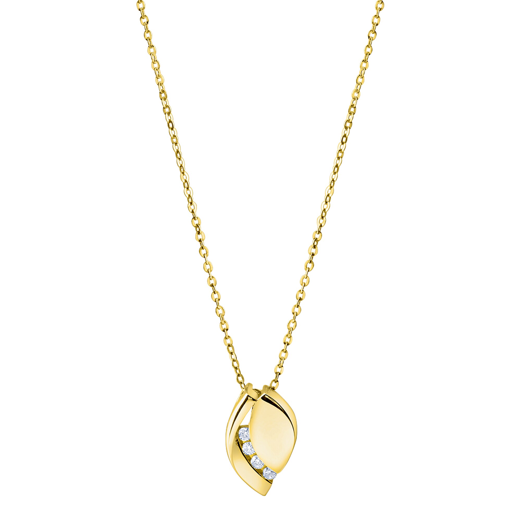 Zeeme Silber Halskette Silber 925 vergoldet mit wei&szlig;en Zirkonia-Steinen - Bild 1