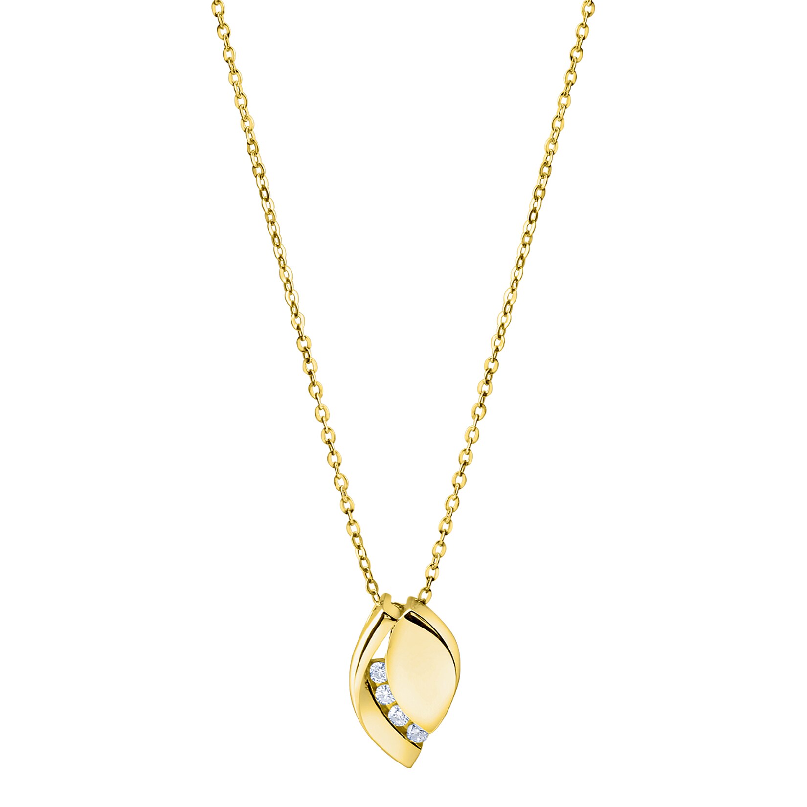 Zeeme Silber Anhänger mit Kette 925/- Sterling Silber vergoldet Zirkonia | 04006046406758