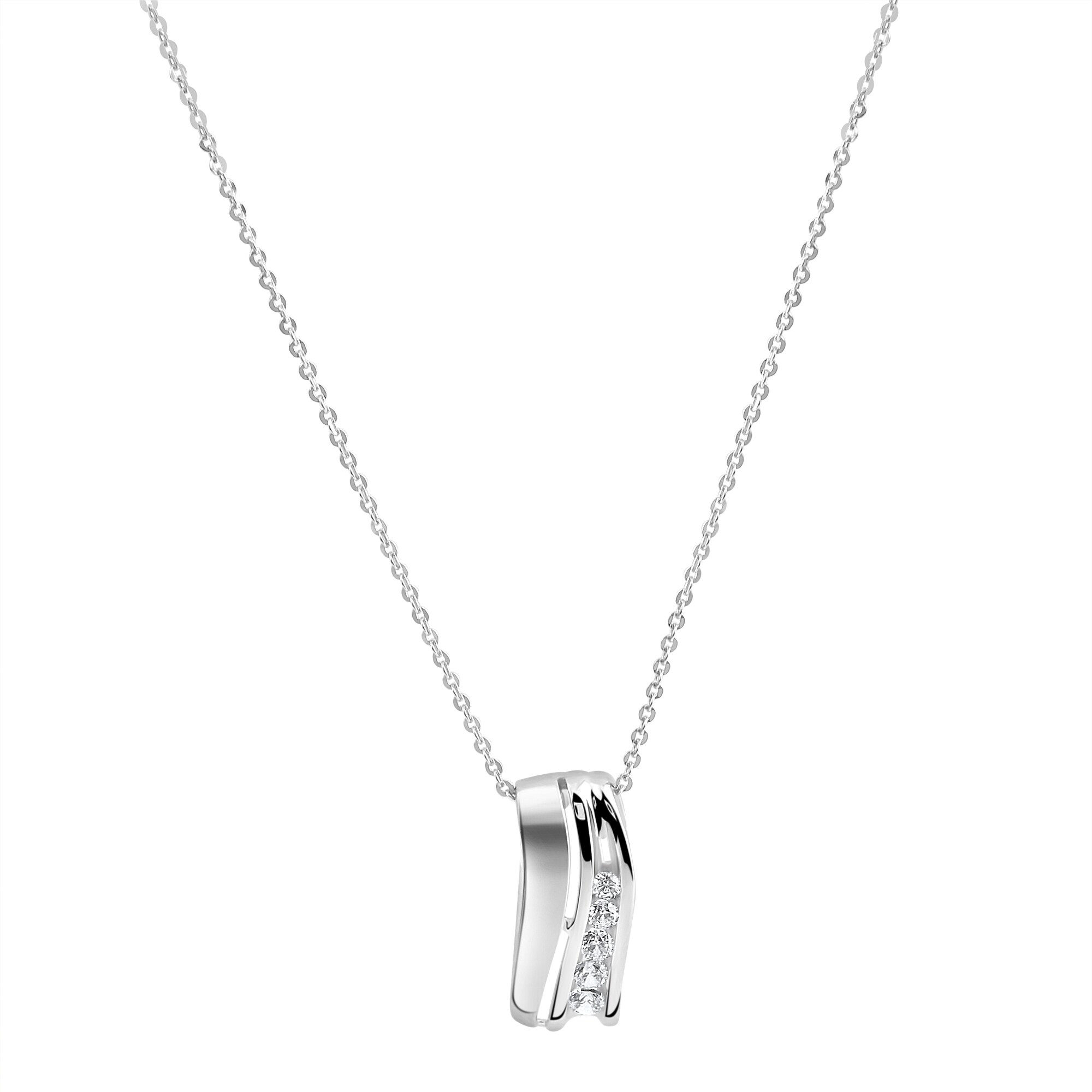 Zeeme Basic Anh&auml;nger mit Kette 925/- Sterling Silber rhodiniert Zirkonia - Bild 1
