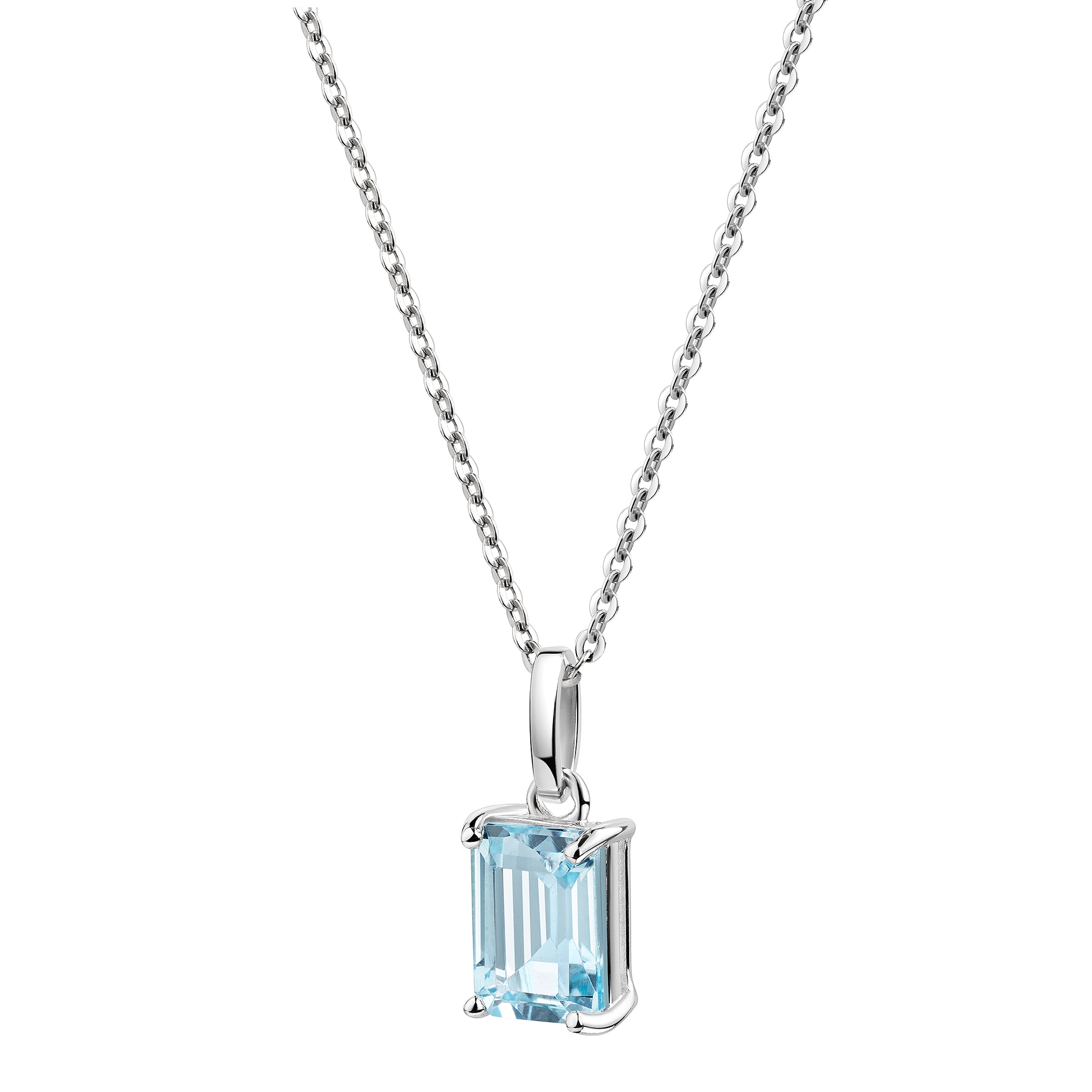 Zeeme Gemstones Anh&auml;nger mit Kette Silber 925 rhodiniert mit rechteckigem Blau-Topas - Bild 1