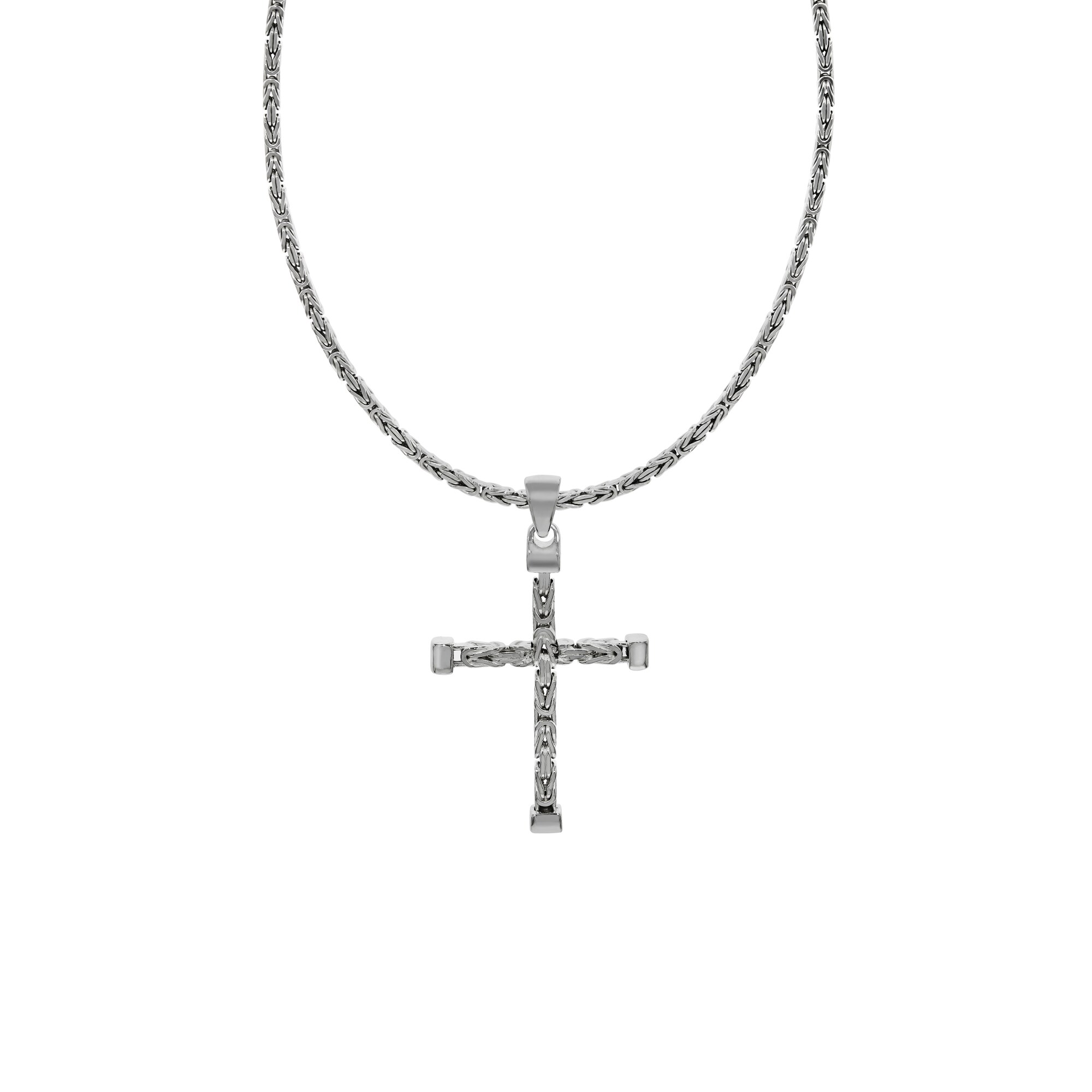 Zeeme Basic Halskette Silber 925 poliert mit Kreuz-Anh&auml;nger 55cm lang K&ouml;nigskette 2,2mm breit - Bild 1