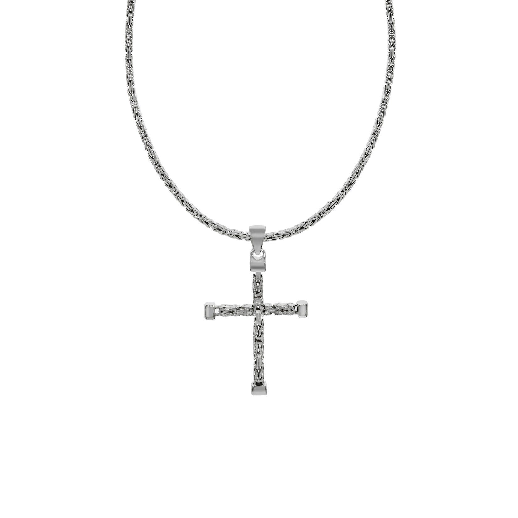 Zeeme Basic Halskette Silber 925 poliert mit Kreuz-Anhänger 55cm lang Königskette 2,2mm breit